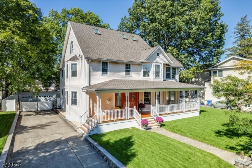 Welcome home to this one-of-a-kind Farm-style Colonial on a rare tree-wrapped 100x175 lot, where 20th-century craftsmanship meets 21st-century technology. The open layout and living areas are ideal for entertaining and large family gatherings. The home is bathed in natural light, courtesy of its 53 windows, and adorned with oak flooring and radiant heating. The gourmet kitchen is a culinary enthusiast's dream. The Pella French sliding doors provide a stunning view of the expansive deck and sprawling yard. The 1st floor also includes a powder room and versatile spaces such as a media room, cigar/sunroom, and a convenient mudroom w/ laundry. The 2nd floor boasts five bedrooms, including a primary or guest suite w/ sunroom, 2.5 baths, and a 2nd laundry room. Ascend to the 3rd floor to find a luxurious primary bedroom suite with a massive bathroom - jacuzzi tub and separate steam shower, walk-in closets, office/nursery, and a private deck. The fully finished basement is a retreat of its own, complete with a full bath. The property also features a 2-story, 3-plus car garage that is both heated and air-conditioned, with a gym or office space and 1/2 bath. This smart home is equipped with security and SONOS sound system, 400 amp electric, 120-gallon hot water heater, new heating system, 3 new central ac units, new roof, and backup diesel generator. Discover the tranquil oasis of Rutherford, offering ideal proximity to NYC while enjoying all the conveniences of its vibrant downtown.