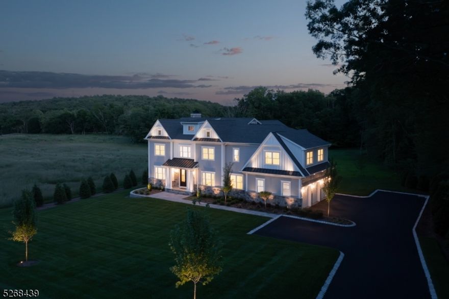 Brand New COMPLETED Luxury Home by DC Premier Contractors! 6 bdrms, 6.1 baths, 3 finished levels of 7,600 sq ft. Located in a sought after neighborhood and set on a rare private level 1.66 acre lot. Exceptional design details, extensive high-end finishes with the highest quality construction, makes this stunning custom home so special. Features include;3 car garage and wired to charge 2 electric cars,10' ceilings on 1st floor, walk up attic,4" oak HW floors, full house generator,& so much more! The 1st lvl boasts a seamless open floor plan; perfect for entertaining! The gourmet kitchen comes complete w/luxury appliances; Thermador Professional Series,48" range/oven, wall oven, dishwasher, microwave drawer,48" refrigerator, oversized sink, walk-in pantry, butler's pantry and center island. Kitchen flows seamlessly to the family rm with coffered ceiling & modern gas fireplace. The kitchen & family room, lead to the serene expansive yard with a bluestone patio and unobstructed peaceful views. Privately located off the main living space is an elegant living rm & dining rm,1st floor bedroom/office and full bath. On 2nd lvl, you will find a fabulous primary suite w/2 walk-in closets, fireplace, and spa-like bath with a freestanding tub & oversized walk in shower with double rain heads, 4 more bdrms & laundry rm complete the floor. Basement w/gym, full bath, media rm, game rm,& sprawling rec space. DREAM location, just 5 minutes to top rated schools, including Pingry School.