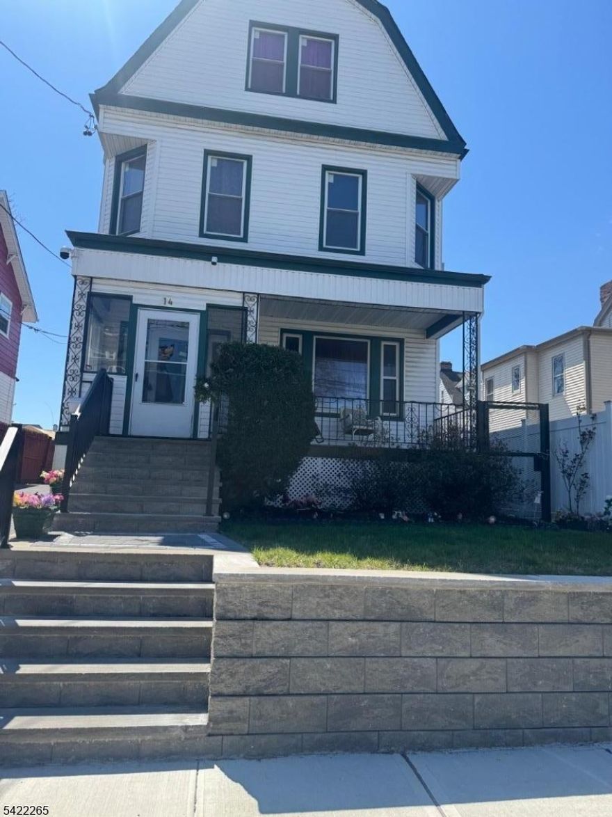 Welcome to 14 Helen PL in upper vailsburg; Enter in to this home with a large enclosed porch to enjoy people watching while witing inside is a beautful 4BR 2.5 bath true livingroom with fire place to keep you cozy and diningroom for traditional dinners, with a sunroom with plenty of natural light. The large eat in kitchen with a breakfast bar new smart range for your love of cooking, new floors through out. Several updates throughout that keeps the character but adds some moderization. Parking is not a issue parking in driveway for 4 cars as well as nice paved back yard for the summer fun; Attic is finished with bath and basement is semi finished just more space for you to create your own oasis.The property is in close proximity to eateries, parks and schools as well as easy access to the major highways and a walk to public transportation. Seton Hall University is a 5 minute drive and the South Orange train station makes for a commuters dream. Property being SOLD - AS- IS Buyer to obtain CO