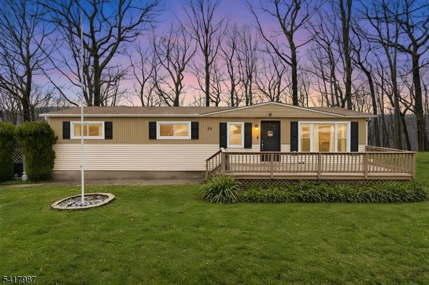 Discover the perfect blend of privacy and convenience at 23 Mark Dr, a family home nestled in the sought-after Solitude Village community. Set against a wooded backdrop, this home offers a spacious deck and backyard setting that?s hard to find at this price point; ideal for relaxing or entertaining with added privacy. This home is situated on a permanent foundation, offering long-term stability and the same financing flexibility as traditional homes. Inside, you?ll find a functional 3-bedroom layout with an eat-in kitchen and a cozy family room featuring a pellet stove for comfortable everyday living. Residents enjoy access to community amenities, including a pool and playground, while being just minutes from local parks, hiking trails, schools, and major commuter routes. If you?ve been searching for a private setting with the benefits of a neighborhood community and easy accessibility, this home is a must-see.