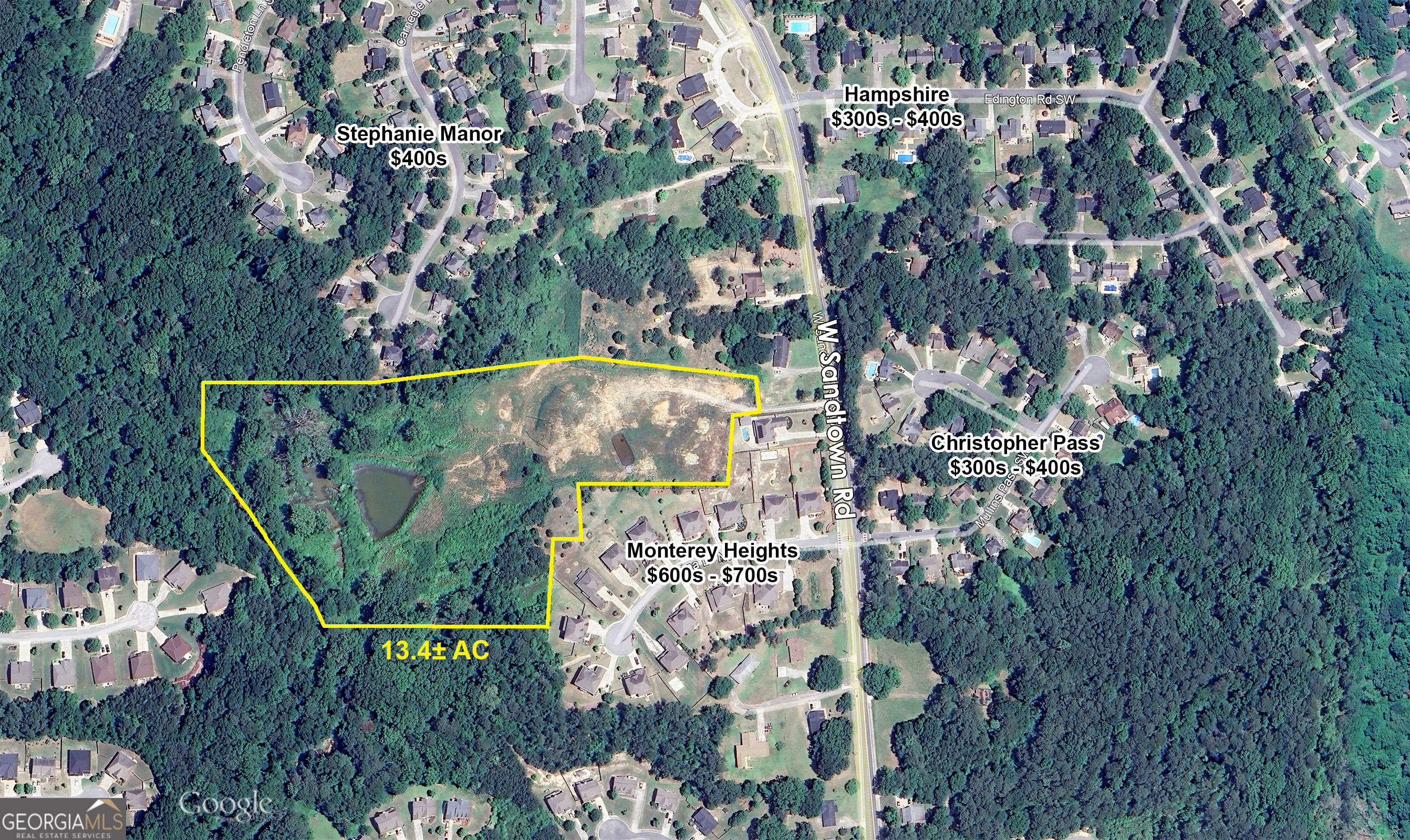 13.4 prime acres for residential development. The site has approved Land Disturbance Permit (LDP) for 3 estate-size lots. The site has been cleared and rough graded.