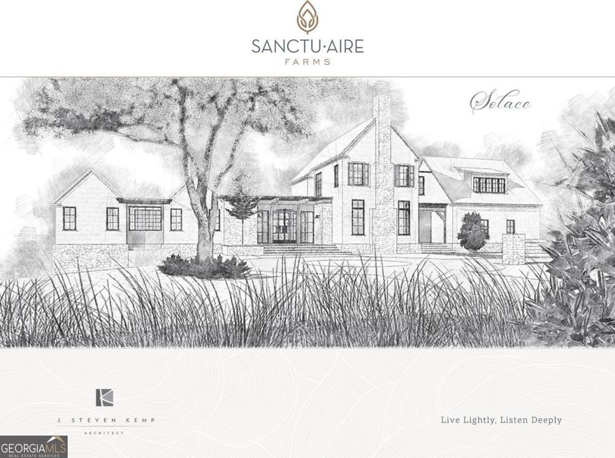 Now offered The Solace home design is available on Lot 5 ( 6.48 acres ) at Sanctuaire Farms, a gated 460-acre farmstead community in Ball Ground, Georgia. This peaceful 5-acre homesite invites you to slow down, breathe deeply, and embrace a life rooted in presence, nature, and intentional design. Solace is a quiet refuge tucked into the rhythm of the land.  Here, life slows to a meaningful pace - where mornings begin with birdsong and evenings glow with golden light.  Every detail is designed to offer peace, presence, and the luxury of living simply.    Crafted with care and elegance, Solace offers:  ?? 3 Bedrooms   ?? 3 Full Baths + 1 Half Bath  ? Optional Bonus Room with Additional Bedroom & Bath  ?? 2,807 - 3,297 square feet    Every detail is thoughtfully designed to inspire calm and clarity - from the serene morning light filtering through your windows to the expansive porches that open to the rhythm of the land. The Solace plan blends refined simplicity with luxurious livability.    To be constructed by CroweBuilt Homes, a family-operated custom home builder founded in 2016. CroweBuilt is dedicated to making the building process as enjoyable as the finished product - bringing your vision to life while delivering exceptional value for your investment. CrowBuilt can assist and curate additional spaces for your homestead such as pool, pool house, guest house, barn or additional structures.       About Sanctuaire Farms:    Sanctuaire Farms is a homesteading community built on the foundations of Faith, Family, and Community, offering 54 estate lots ranging from 5 to 20+ acres.    Here, you can pick a lot, collaborate on a master plan with the developer, choose from a curated builder group, and create the farmstead of your dreams.    The Grange - A 40-Acre Private Amenity Farm:    At the heart of the community lies The Grange, a working farm and educational co-op featuring:  * Gathering Barn & Veggie Barn  * Farmer's Market & Artist Pavilions  * Greenhouse, Dairy Barn, & Workshop  * Event Lawn  * CSA subscriptions, farm-to-table dinners, homeschool classes & seasonal events    Residents can garden, raise animals, and enjoy a lifestyle rooted in connection - do agriculture on your acreage or join us down a the community farm called The Grange.    This is more than a home - it's an opportunity to live with purpose, surrounded by beauty, and grounded in simplicity.  Come experience Solace at Sanctuaire Farms.
