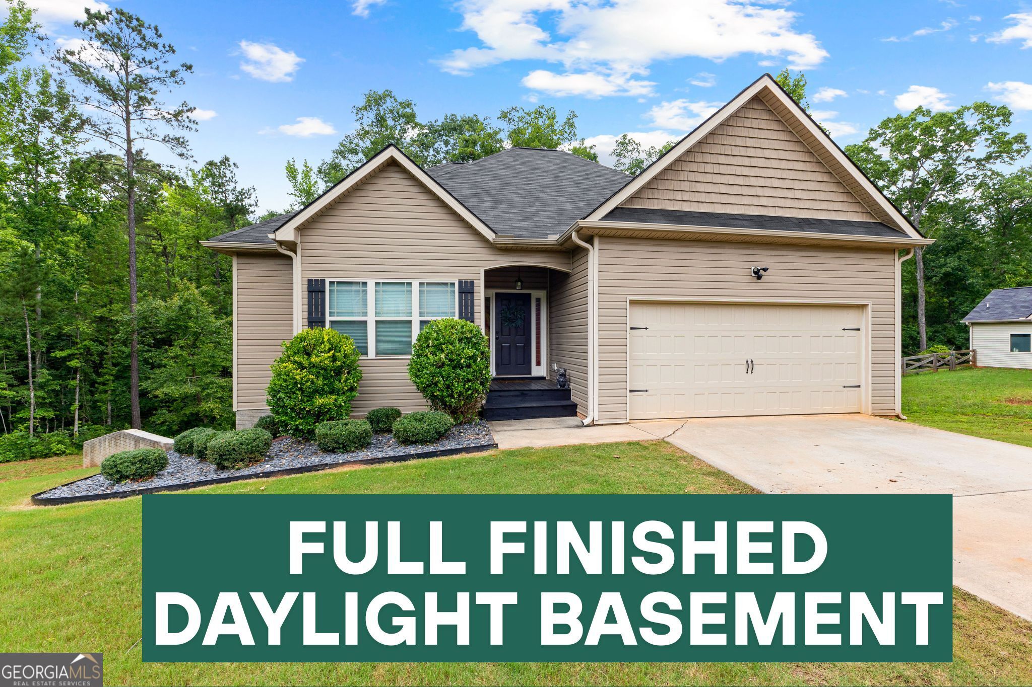 Welcome to a rare opportunity where space, style, and setting come together in one incredible package. This ranch-style home on a full finished basement sits on 1.24 peaceful acres, offering room to breathe and live life your way, all at a price that's hard to beat. Step inside and you'll immediately appreciate the thoughtful split-bedroom floor plan designed with both privacy and togetherness in mind. The spacious primary suite features a large walk-in closet and a beautifully updated en-suite bath with dual vanities, a tiled shower, and a separate private area for the toilet, perfect for getting ready without stepping on each other's toes. Two additional bedrooms are located on the opposite side of the home and share a full bath, ideal for family, guests, or a dedicated home office. At the heart of the home, the open-concept kitchen and living room make everyday living feel connected and easy. The kitchen is equipped with timeless shaker cabinets, granite countertops, and a center island that overlooks the living area, so the chef is always part of the fun. Just off the kitchen and living room, step onto the back deck for your morning coffee or weekend grilling sessions while taking in the private backyard views. But what truly sets this home apart is the fully finished basement, an entire living space of its own. It features a bonus room with a closet that could easily serve as a 4th bedroom, a full bathroom, a large living room, and a dedicated office. It's already plumbed for a future kitchen and the laundry room is prepped for a stackable washer and dryer, making this space ideal for multigenerational living, guests, or even rental income potential. Located just 7 miles from I-85, you'll enjoy the quiet pace of small-town life with easy access to Newnan, LaGrange, and surrounding areas. Spend your weekends tasting local brews at Wild Leap or Line Creek, catching live music at Sweetland Amphitheatre, or heading outdoors to enjoy West Point Lake or the natural beauty of Callaway Gardens. This home isn't just a place to live, it's a place to grow, gather, and create lasting memories. Come see it for yourself!