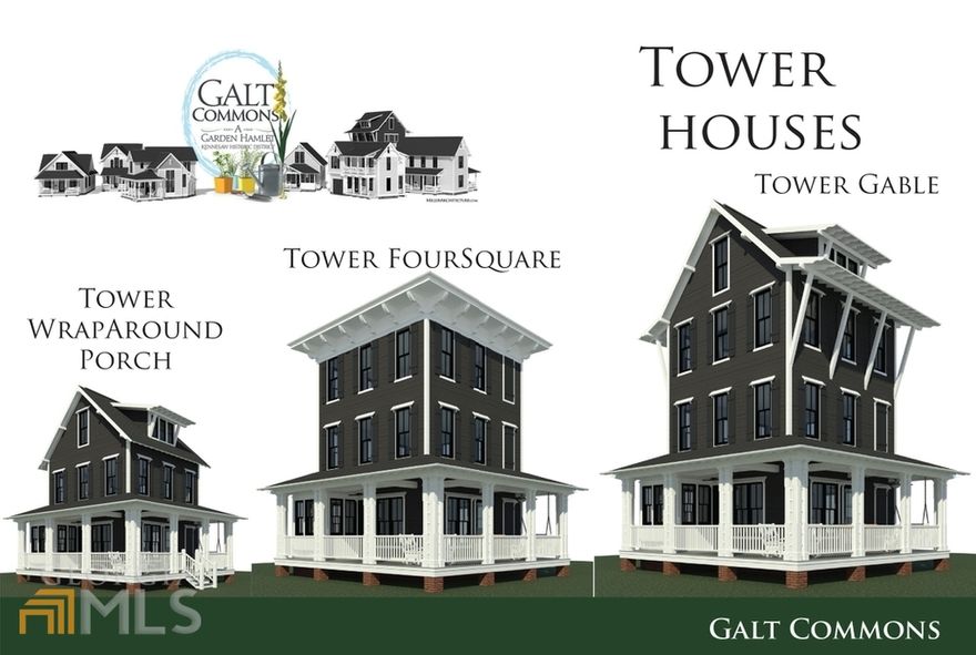 The one and only Tower Foursquare! A Signature Collection of cottage homes by Sanctuary Companies. Inspired by historical architecture, yet designed for modern living. Each home is uniquely positioned on the historic Galt Farm to encourage porch-side conversations, cultivate gardens, and explore the seasons along the Garden Paths; all the while within a few footsteps of the new Renaissance of downtown Kennesaw. This takes the live/work/play community to a whole different level. Pre-selling today for Spring/Summer 2022 closings. Hurry!! 3/4 sold! Contact Sharon Lintault with Silverton Mortgage for special financing and closing costs contributions of $5,000.