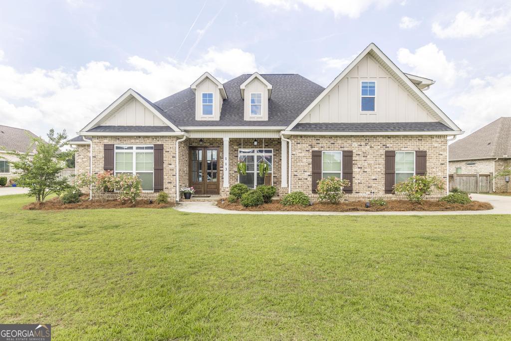 FULL BRICK WINGATE QUALITY CONSTRUCTION, PERRY SCHOOLS & 1/2 ACRE LOT! Only 4 years old. The Tybee Plan offers Rocking Chair Front Porch, Formal Dining Room features Tray Ceiling w/ Decorative Beams, POPULAR OPEN FLOOR PLAN, Hardwood Floors, Coffered Ceiling in Great Room w/ Fireplace, Beautiful Kitchen w/ Custom Cabinetry, Granite Countertops, Farm sink, Built In Oven &Microwave & Pantry. SPLIT BEDROOMPLAN offers Private Master Suite w/ Tray Ceiling & Barndoor Opening to Master Bath Featuring Shiplap Accent Wall Above the Dual Vanity, Oversized Tile Shower &Walk In Closet. Front Guest Bedroom Has Access To Full Bath, There Is A Jack & Jill Bath for 2 Other Guest BDs & Bonus Rm Features Full Bath w/ Walk In Closet! Built In Cabinets in Laundry Room for Additional Storage. Relax on the Covered Back Porch Overlooking the Huge Backyard that's Perfect for Entertaining. Other Features include Sod, Sprinkler System, 2Inch Blinds, 2 Car Side Entry Garage & Privacy Fence