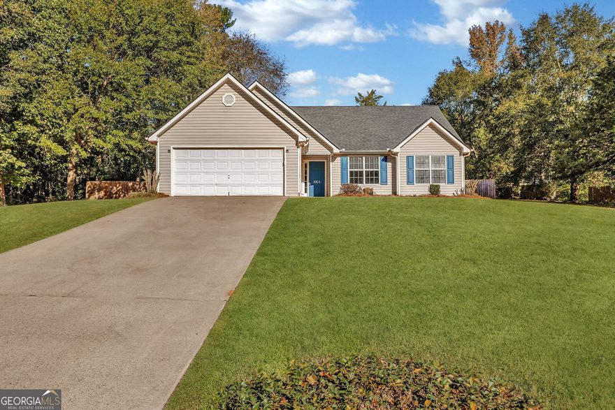 Welcome to your charming Locust Grove ranch retreat!  This beautifully maintained 3-bedroom, 2-bathroom home offers comfort, style, and privacy in a peaceful setting. Step inside to discover an inviting floor plan featuring a spacious living room perfect for relaxing or entertaining. The separate dining area provides the ideal space for family meals and gatherings. The kitchen is equipped with stainless steel appliances and laminate flooring in the main living area. The oversized backyard is a true highlight - complete with plenty of space for outdoor fun, a treehouse, and a private fenced yard perfect for pets or kids to play. Additional features include a newer roof, ensuring peace of mind for years to come. Don't miss your chance to make this Locust Grove gem yours!