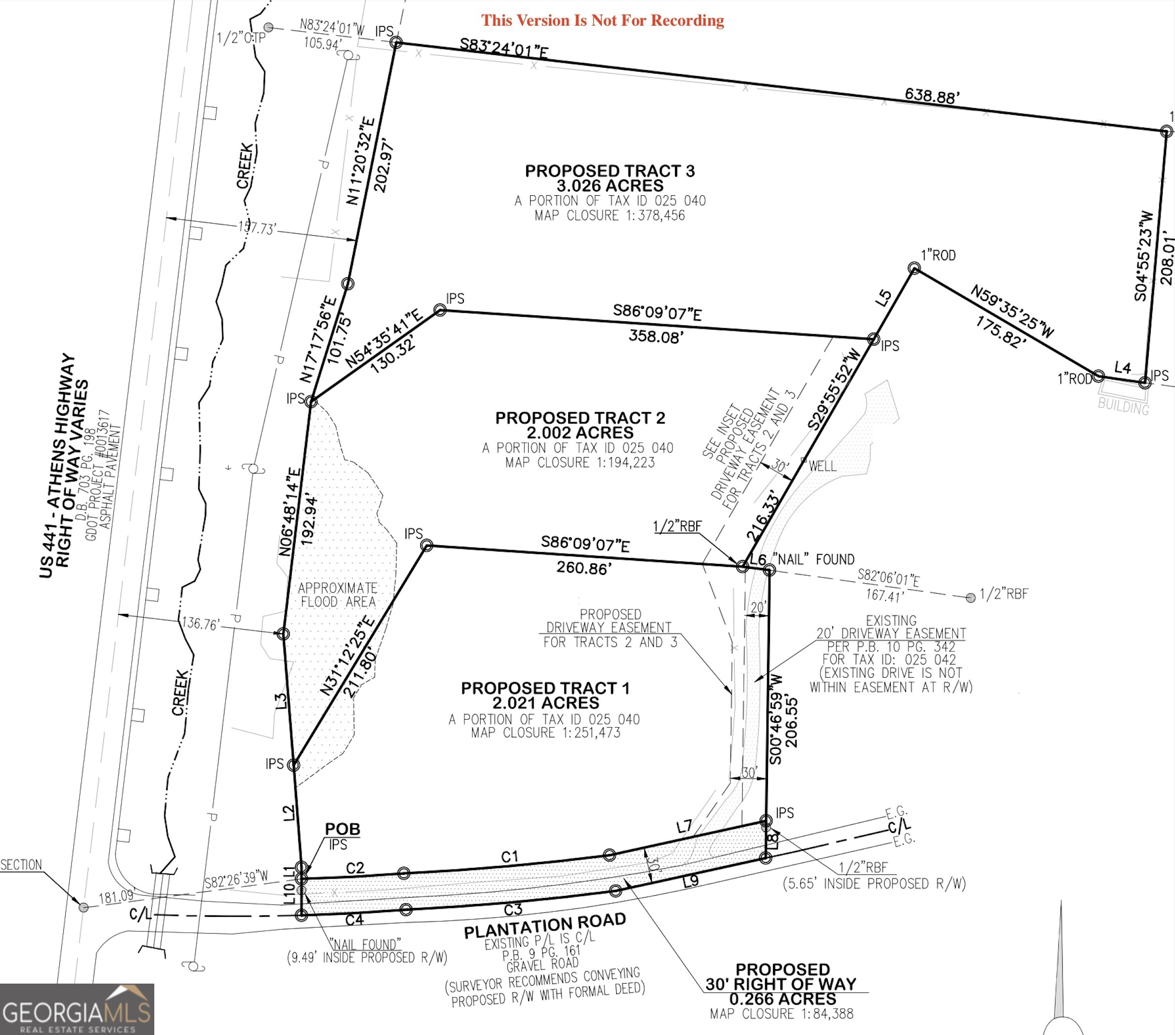 For sale is Tract 1, just over 2 acres, at the corner of Plantation Road and Hwy 441 in North Morgan County. There are two adjacent tracts that can be acquired as well. The property has been mulched to best show the potential homesite location and soils are completed. A shared access coming off of Plantation Road will provide the future owner(s) of these three lots with easy access to Plantation Road and not have to put driveways on 441. The property is zoned AR, which allows for single family detached homes, multi-section individual manufactured homes, and modular homes and has a 1200 square foot heated floor area minimum per dwelling. Owner / Agent. Contact Longleaf Realty at 1 (888) 885 - 5273 or Brooks Pennington at (706) 474 - 0306.