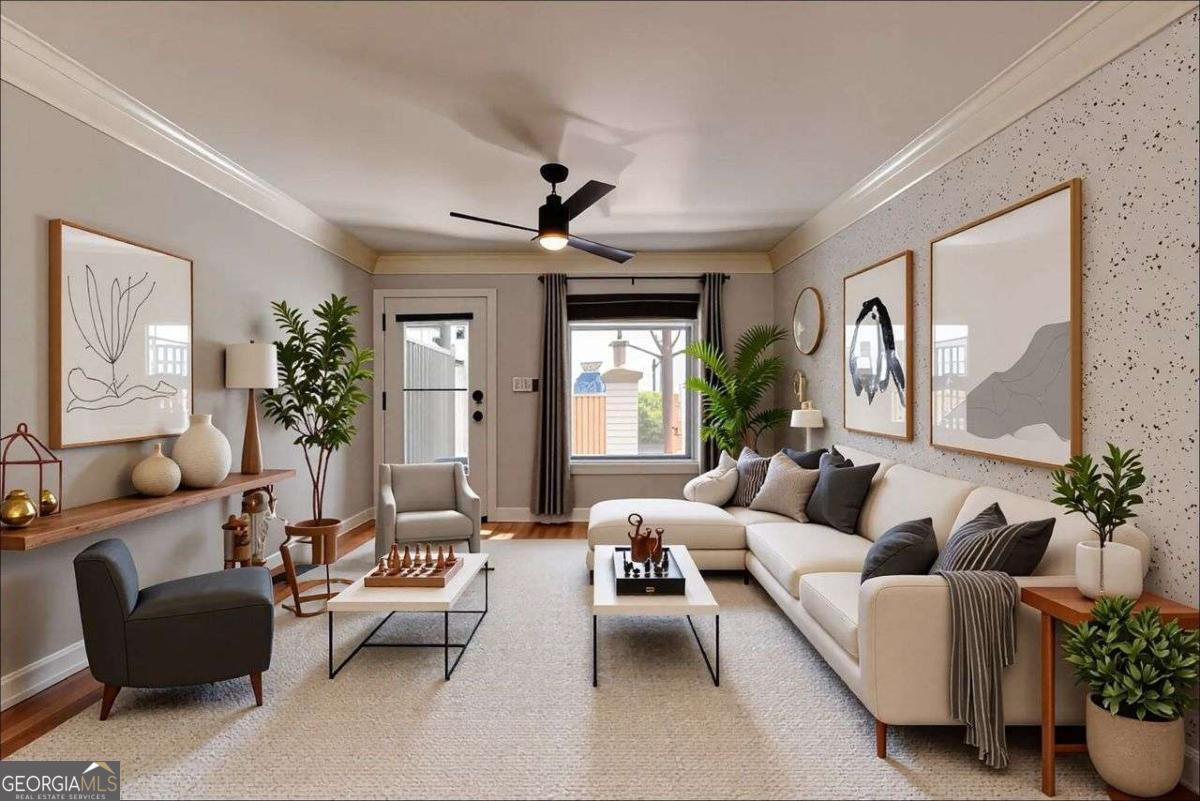 A rare in-town gem at an incredible price.Step into this updated designer condo that perfectly blends charm, function and unbeatable location. A private entry welcomes you into a beautifully landscaped courtyard - your own garden oasis ideal for entertaining, relaxing, or growing fresh herbs and flowers. Inside, an open-concept layout features sunlit living and dining areas, while the renovated chef's kitchen boasts granite countertops, stainless steel appliances, gas cooking, tile backsplash, and abundant storage. Two spacious bedrooms offer flexibility for a roommate plan, guest space or home office. The sleek, modern bath showcases an oversized walk-in shower. Beautiful hardwood floors run throughout, with tile in the kitchen and bath. Additional highlights include a full-size side-by-side washer and dryer plus extra outdoor storage. All of this in a highly walkable Midtown location - just steps to Piedmont Park, The BeltLine, Trader Joe's and countless restaurants and shops.