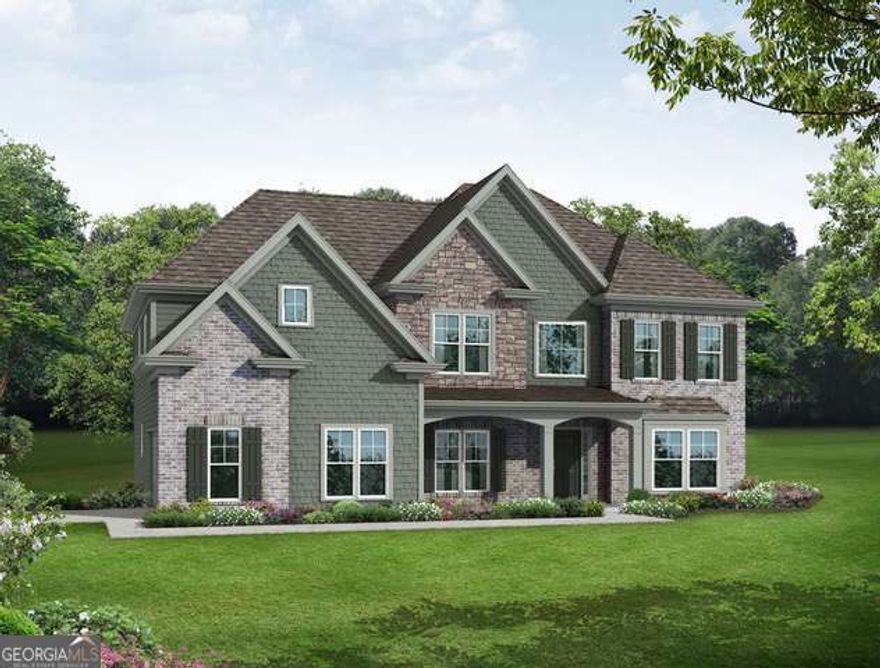 Millwood C -3458 sq. ft. 5 BR & 4 BA / Master upstairs, with a full guest suite down - Vaulted Foyer leads into a 2-story Family Room with a wall of windows across back. Beautiful kitchen that opens into Breakfast Room and Family Room. Kitchen has soft-close cabinets, granite counters, wall oven, and large center island. Hardwood flooring in foyer, dining room, foyer hallway, garage entryway and kitchen/breakfast. Master bath has dual sinks, separate soaking tub, walk-in 5' tile shower with framed door. Large walk-in closet. 3 more bedrooms and 3 baths upstairs. Outdoor fireplace and large sodded lot. STOCK PHOTO PROVIDED IS NOT ACTUAL HOME.