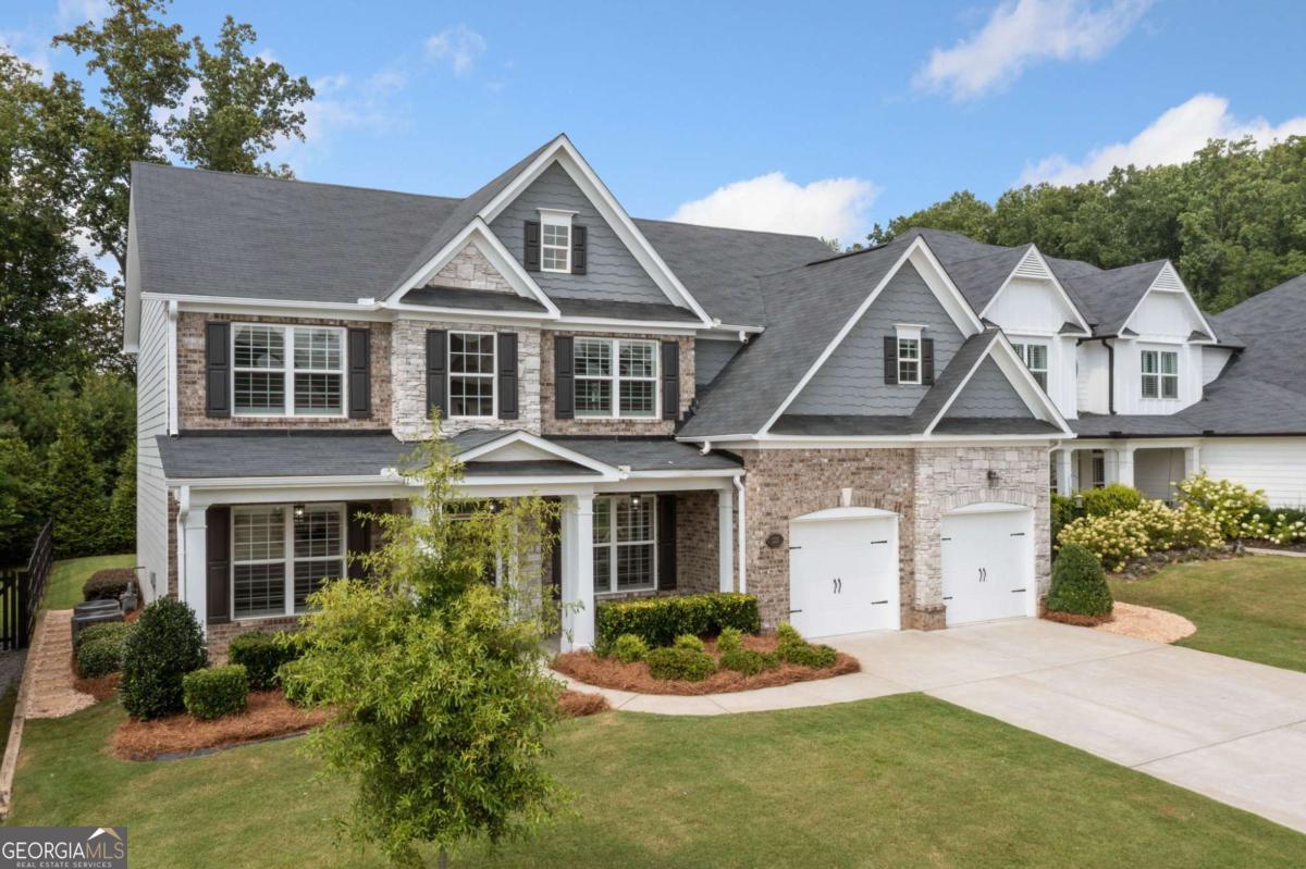 Welcome to this beautiful 5-bedroom, 4-bathroom home in the highly sought-after Crest Brooke community-where lifestyle and location come together. Enjoy top-rated schools and a fantastic amenity package including a pool, pool house, two lighted tennis courts, and a playground-all within walking distance! Situated on a private lot backing up to serene green space, this home features an extended patio with a fire pit, perfect for entertaining or relaxing outdoors. Step inside from the charming covered front porch and you're greeted by a thoughtfully designed layout. Office Nook With custom built-in bookcases sits to the left, while a spacious formal dining room to the right is ideal for family gatherings and holiday meals. The main-level guest suite with full bath offers privacy and flexibility. At the heart of the home is a gourmet kitchen with a massive island, quartz countertops, and open sightlines to the great room featuring a gas fireplace. The sunlit breakfast area overlooks the backyard, providing a perfect start to each day. A built-in mud bench off the garage offers practical style and organization. Upstairs, you'll find four bedrooms and three full bathrooms, including a luxurious primary suite with a tray ceiling, morning bar with built-in cabinetry, spa-like bath, and a custom walk-in closet designed for maximum organization. A flex space/bonus room offers endless potential for a playroom, media room, or home gym. A junior ensuite provides comfort and privacy, while two additional bedrooms share a well-appointed Jack-and-Jill bath. The laundry room is also upstairs and includes added cabinetry for extra storage. But wait there's more... Garage Floor just finished with polyaspartic floor coating. With its unbeatable location just minutes from top-tier shopping, dining, and entertainment, plus a warm and welcoming neighborhood feel, this Crest Brooke gem is one you don't want to miss!