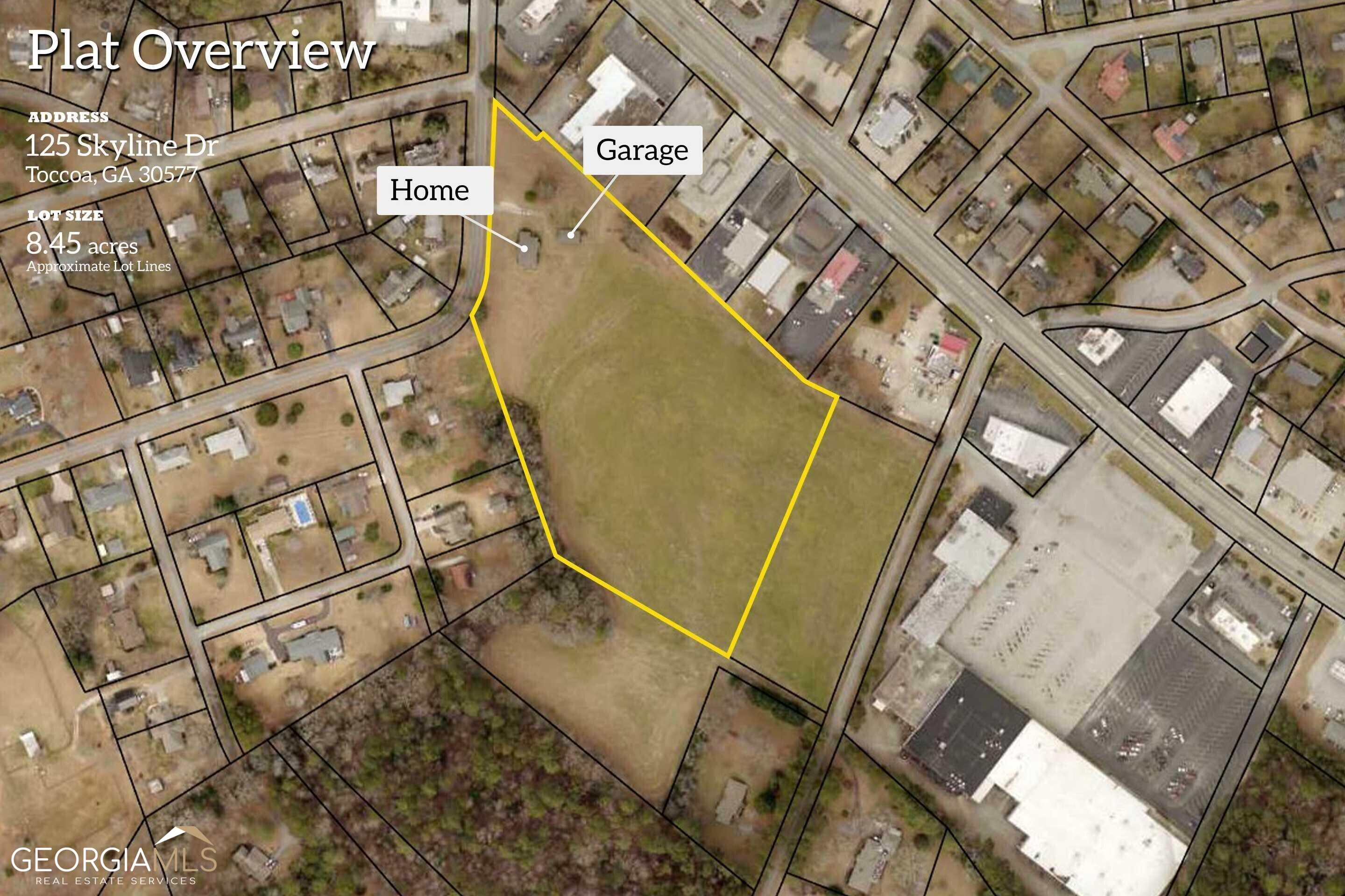 Location Location Location! Tract T37 056 Zoned R1A (city) Tract T37 055 & T37 058 (county) (explanitaion available in documents) Three parcels being sold together to include 13+ acres. Development opportunity - access nearby for sewer Public Water available Brick house on property is included address is 125 Skyline Drive, Toccoa. It is ok to pull in at this house to see the property.