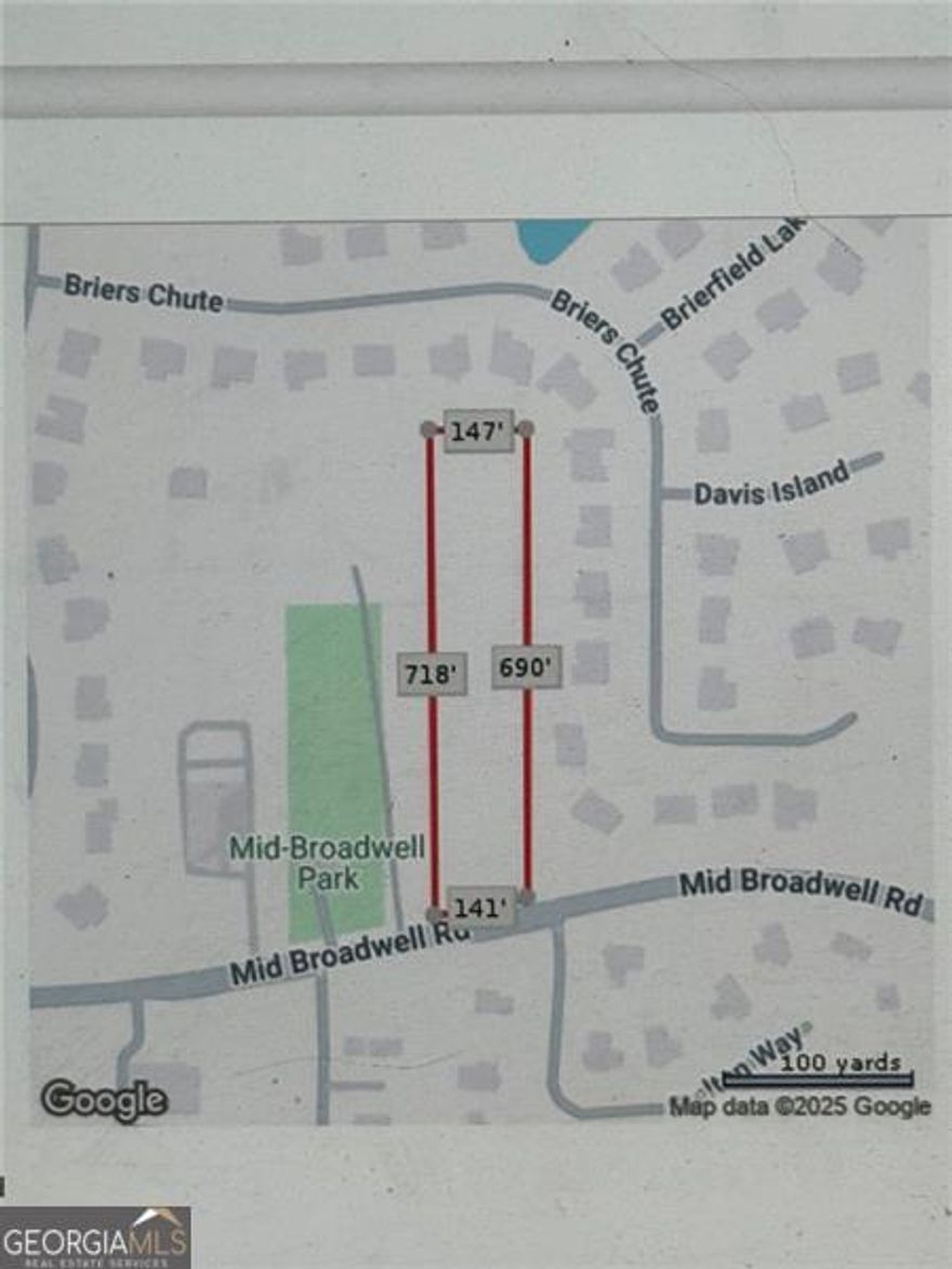 A rare opportunity for developers to build 3-4 homes on 2.2 Acres only 1.5 miles from Main Street, Downtown Alpharetta. This lot is right next to "Mid-Broadwell Park." Zoned R15  *Listing Agent is Owner *Please call for proposed site plans