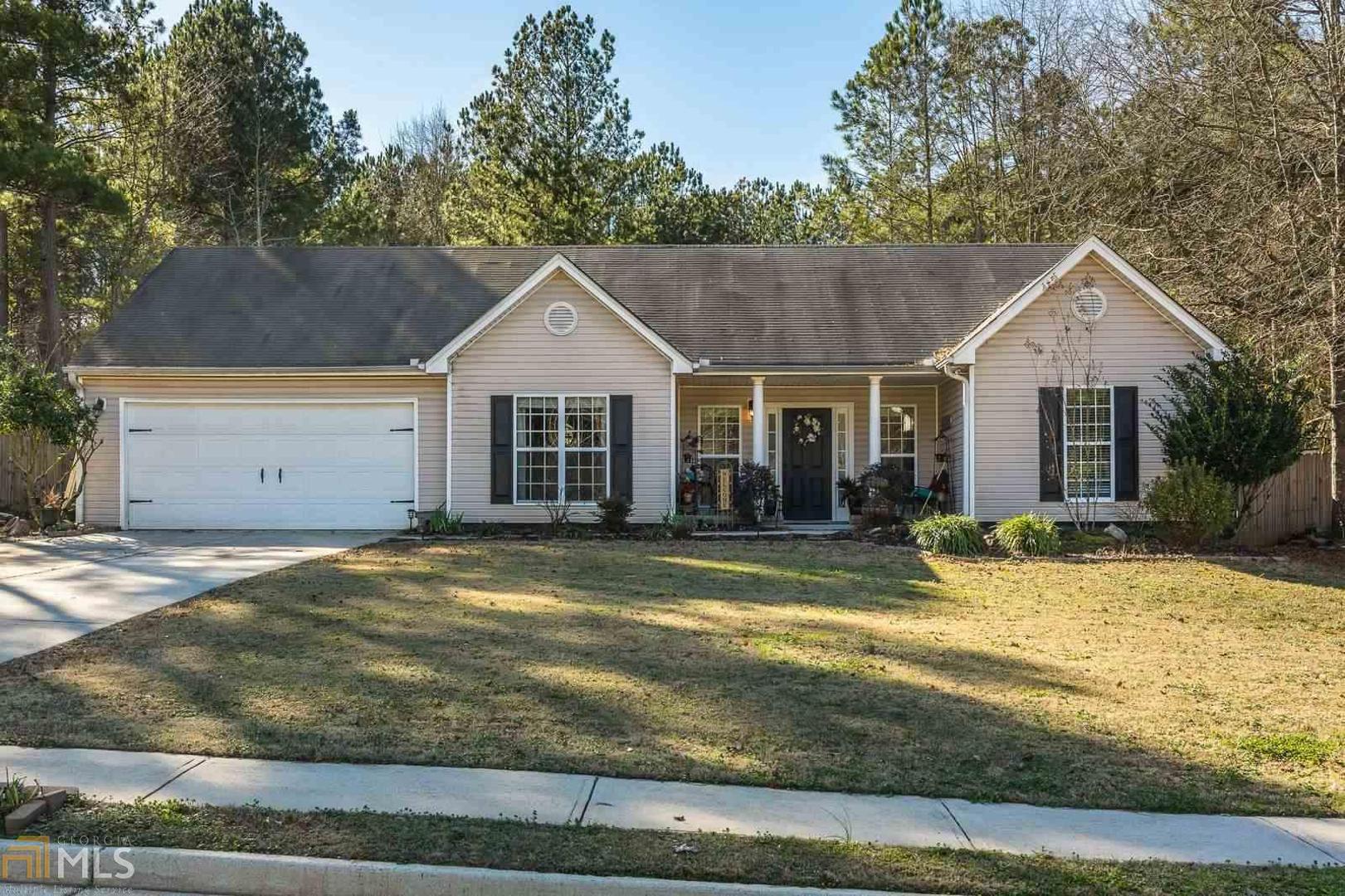 Great starter home or move down home. Ranch style so everything is on one level. Open floor plan and large (1 acre) level lot. Kitchen has island and lots of cabinets. The open floor plan is well suited for entertaining family and friends. Well maintained inside and out with great landscaping. Backyard is a true oasis featuring large patio and stone hardscape. Large 2 car attached garage.