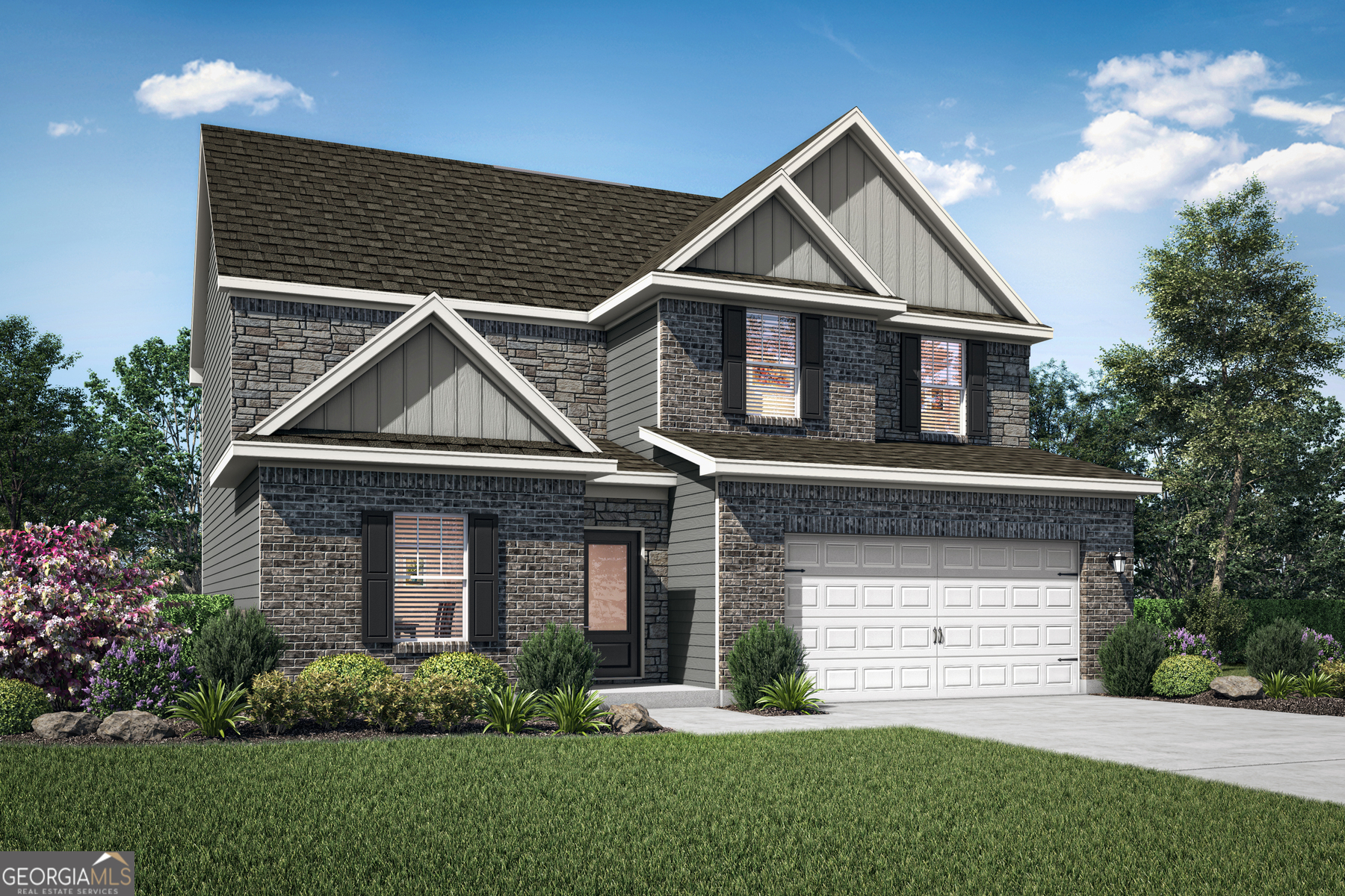 The Hartwell is a truly impressive home featuring 4 bedrooms, 2.5 bathrooms, and an open-concept layout that is both spacious and inviting. Upon entering this stunning floor plan, you are welcomed by a versatile flex room, perfect for use as a home office, playroom, or personal retreat. A separate dining area adds an elegant touch, providing the ideal space for family meals or entertaining guests. As you continue through the home, you'll discover a cozy breakfast area that seamlessly flows into the expansive family room, creating a welcoming environment for both relaxation and entertaining. The family room serves as the heart of the home, offering plenty of space for everyone to gather and enjoy time together. Upstairs, the master bedroom provides a private sanctuary, offering ample space to relax and unwind. The en-suite bathroom adds to the luxurious feel, ensuring comfort and privacy. The second floor also houses three additional well-sized bedrooms, providing plenty of room for a growing family, guests, or a home office. With its spacious design and thoughtful layout, the Hartwell offers the flexibility and functionality that families need to live and thrive.