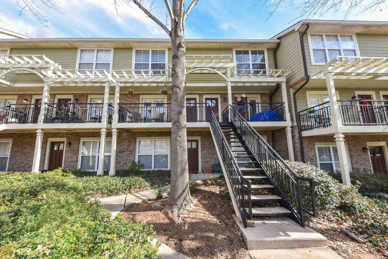 The perfect condo for owners or investors. This unit has all wood flooring in the main living area and bedrooms plus tile flooring the the baths. The kitchen is user friendly and the refrigerator plus the washer and dryer will remain. The patio off the kitchen is great for grilling. Upstairs features 2 nice sized bedrooms with private baths. Brookewood Mill, a gated community, offers swimming, volleyball and a walking area to the creek.