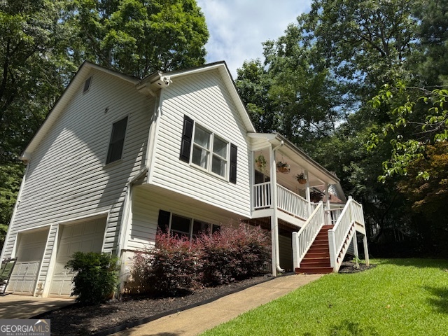 Assumable FHA Loan with 4.375% Interest Rate...Large 3 Bedroom 2 Bath "PLUS" a 2 Bedroom 1 Bath with Kitchen and Dining area in a Full Finished Basement...This home has a Large Master w/Cathedral Ceilings, 2 additional Bedroom, 2nd Bath, Large Family Room with High Vaulted Ceilings and Fireplace...Large Formal Dining Room and a Huge Kitchen with Stainless Steel Appliances, Pantry and Laundry Closet, all on the Main Floor...High-end LVP Flooring throughout...This home is perfect for those Large Families that either have In-Laws or Teen Kids that want their own Basement Apartment...The full Finished Basement has 2 Bedrooms, Full Kitchen, Full Bath, Dining Area and its own Entrance...In addition you have a huge 2 car garage with plenty of Room for Storage...This home is equipped with a Self Sustained Backup Power Generator and its "Own" Propane Tank...System Self-Tests itself every month to insure you will never be without Power...Sit in your covered Front Porch or your back Covered Deck, either location is guaranteed to give you a relaxed homey feeling overlooking your Wooded 1 Acre Plus Lot...From the moment you arrive, you will enjoy your 200 plus Concrete Driveway surrounded by Lush Trees...Privacy is everywhere on this Property.