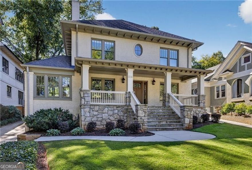 Perfectly positioned on one of Morningside's most beloved streets, this John Willis-renovated home stands as a testament to classic design and modern livability. Every detail - from the thoughtful expansion to the effortless indoor-outdoor flow - reflects a level of craftsmanship and care that defines the best of intown living.  Inside, incredible natural light filters through generous windows, illuminating spaces that feel both refined and welcoming. The main level was designed for connection, with formal and casual areas flowing seamlessly together - from the fireside living room to the dining room ideal for gathering. The kitchen anchors it all with an open layout and inviting warmth, perfectly suited for entertaining or quiet mornings at home.  Upstairs, the primary suite offers calm and comfort, featuring a marble-clad, spa-like bath that evokes a sense of luxury and retreat. Additional bedrooms and flexible spaces adapt to your needs - from a playroom or home office to cozy guest quarters. A spacious third floor adds even more versatility, easily accommodating guests, a media room, gym, or private office retreat.  Step outside and enjoy one of the home's most exceptional features - an expansive covered front porch, perfect for relaxing and taking in the tree-lined beauty of Morningside's signature boulevard. A wide driveway leads to a fenced backyard with a powered gate, offering both convenience and privacy. The yard itself is serene and well-framed by greenery, creating an inviting backdrop for gatherings or play.  Just beyond your doorstep, the best of Morningside awaits - Alon's Bakery, Morningside Kitchen, and the farmers market are all within easy strolling distance, while Piedmont Park, the BeltLine, and Virginia-Highland are just minutes away. Set among the grand homes that define this admired stretch, this residence captures the rare blend of timeless architecture, refined comfort, and the unmistakable spirit of Morningside.