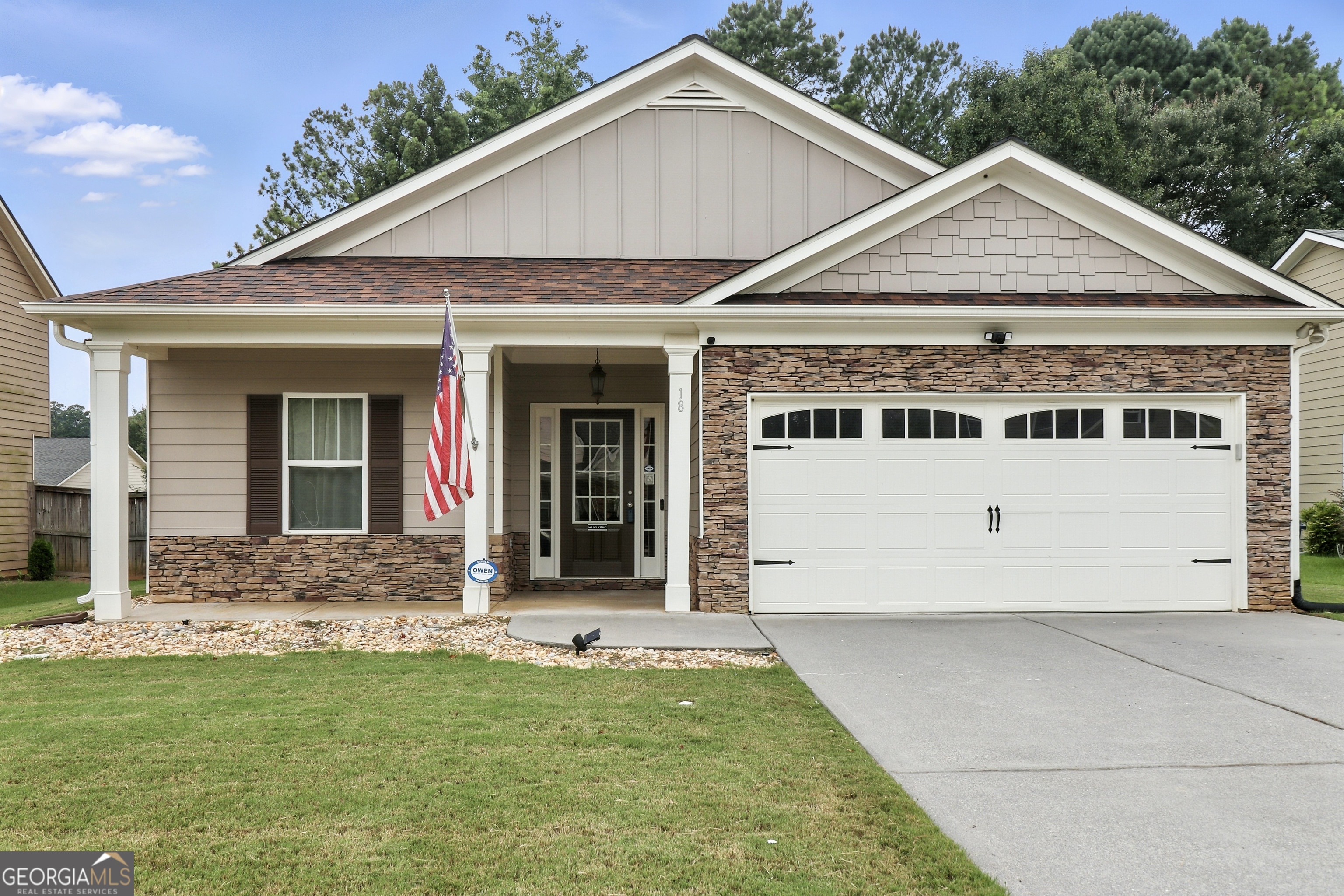 Oh, wow! A hard to find move-in ready 5 minutes from downtown Cartersville for just $300k! This is a rare opportunity to snatch a picture perfect 3 bed ranch in an active, friendly community. This warm and inviting home offers a of bright, open floor plan with formal dining room, well planned kitchen with stainless steel appliances, ample storage, large family room with a cozy fireplace, and an oversized master suite with a tray ceiling. Enjoy peace of mind with freshly painted interior and updated mechanical systems. All APPLIANCES STAY. A large, level FENCED YARD invites you to host cookouts, chill under the COVERED PORCH, and play with the fury, four legged or two legged little ones.Wingfoot Park is a charming neighborhood with a pool and park as well as friendly neighbors. Located minutes from Cartersville's historic downtown, top-rated Cartersville schools, parks, shopping, and I-75 - this home puts everything you need right at your fingertips, while still giving you room to breathe. Stylish, move-in ready, and full of heart - 18 Penfield Drive isn't just a house. It's your fresh start, your forever home, your happily ever after. But hurry - a home like this won't wait!
