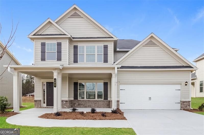 Welcome to 58 Katherine Street, one of the first opportunities to own in Reynolds Bend-a brand-new community by ResiBuilt Homes in the heart of Bethlehem, GA. This home features the Creekside plan and will be available for hardhat/construction tours by appointment, with full completion expected by mid-October. The two-story layout includes four spacious bedrooms and two and a half bathrooms, with an open-concept main level designed for modern living. Interior highlights include luxury vinyl plank flooring, 9-foot ceilings on both floors, granite countertops throughout, and a kitchen with stainless steel appliances, 42" cabinets, subway tile backsplash, and a walk-in pantry. The primary suite offers a tray ceiling, crown molding, a walk-in closet, and a beautifully finished bath with granite counters and a semi-frameless tile shower. Each home at Reynolds Bend is fully electric and equipped with energy-efficient features like Low-E insulated windows, LED lighting, a 15 SEER HVAC system, and a programmable Honeywell thermostat. A local security system and a two-car garage are also included. Community amenities include a pool and cabana, pickleball courts, a playground, and professionally maintained green spaces with sidewalks and streetlights. Homes feature large yards with Bermuda grass, brick accents, and architectural roof shingles. Lot 3 qualifies for pre-model home pricing as part of our early release phase. Private hardhat tours are available now by appointment-contact Samantha Pino to schedule your visit and be among the first to experience everything Reynolds Bend has to offer.
