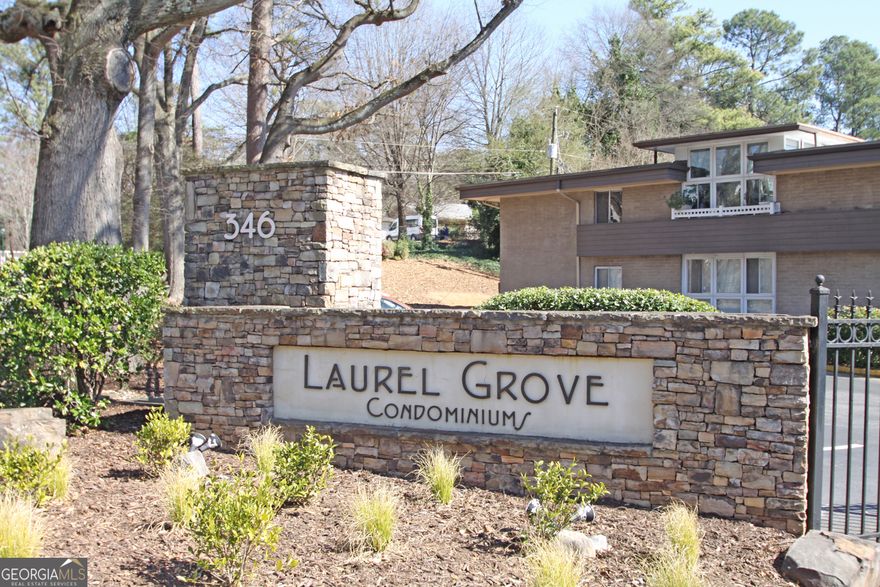 Welcome to Laurel Grove - a real gem in the vibrant heart of Sandy Springs. Laurel Grove is an architectural timeless design by Robert Greene, one of the last apprentices of Frank Lloyd Wright. Experience the best of Sandy Springs living in this beautifully updated midcentury modern condo in Laurel Grove. This gorgeous condo is the best of single level living featuring 2 ensuite bedrooms with walk in closets, private bathrooms with bright sky lights and an open-concept design filled with natural sunlight throughout . This is one of the few units featuring a sundrenched great room with high ceilings and clerestory windows, flowing into a sunroom, separate dining area and renovated kitchen. LVP flooring throughout, contemporary lighting, a renovated kitchen with stone countertops and stainless steel appliances. The location of this unit #32 is the best location of the complex overlooking the pool. The entire property has been completely renovated with all new windows, paint cabinets, etc, etc. Sandy Springs has become the place to live with all the new hot spots within walking distance. If commuting is an issue, you can jump on I-285 and go east or west. Assigned parking space is convenient to rear of condo with both front and back doors. This property is priced very competitively with all the new properties in Sandy Springs skyrocketing. Complete List of all renovations in the property.
