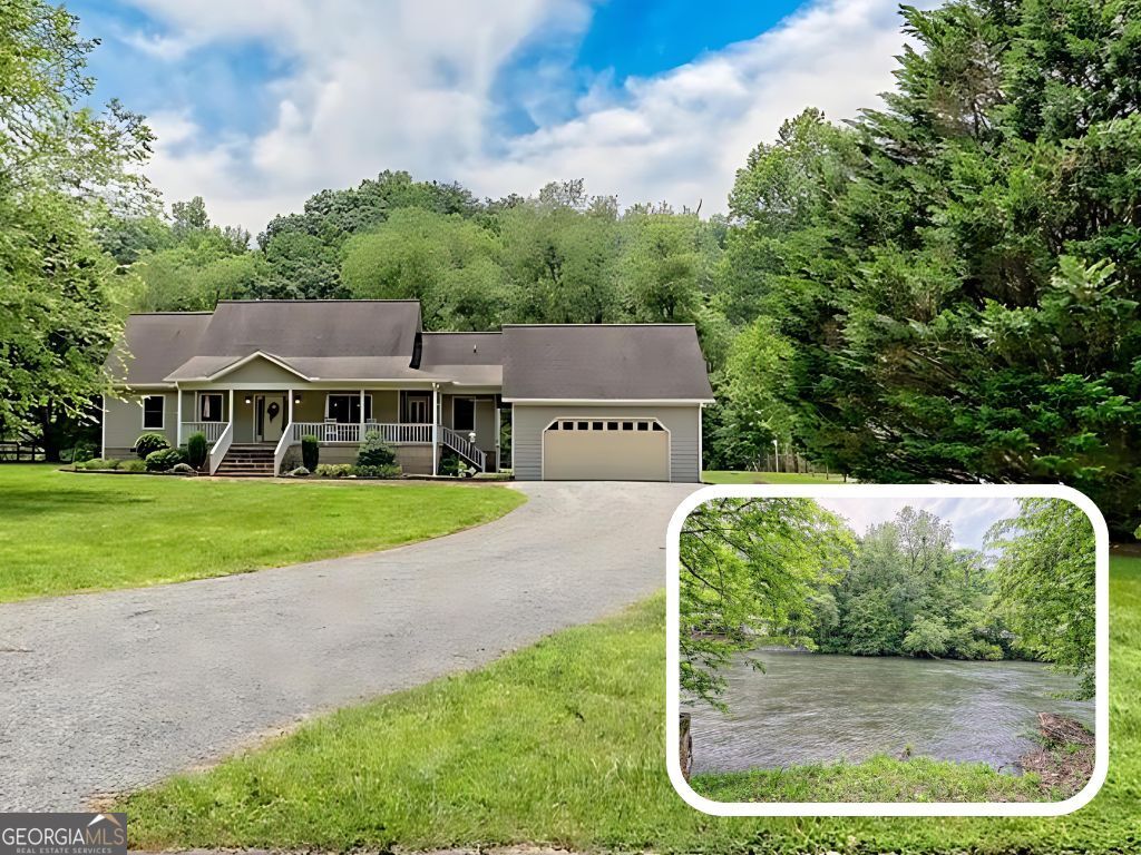 Nestled along the picturesque Hiwassee river, this charming two-bedroom home boasts two full baths and a convenient half bath on the main level. The kitchen is equipped with a cooktop and separate oven, ample storage, and a convenient eat-in bar with quartz countertops. The living area is adorned with a gas fireplace, built-in cabinets and a bar area, adding to the home's functionality and aesthetic appeal. The living room, dining area and sunroom overlook the river and in the warmer months you can open the doors/windows and enjoy the sounds. The large primary bedroom includes a walk-in closet and an ensuite bath with double sinks and porch access, offering a private sanctuary within this delightful residence. The spacious 2nd floor offers additional sleeping quarters in the loft area, perfect for guests or family, as well as a private guest bedroom and full bath. A two-car-attached garage offers ample storage and a covered side entry leading into the mudroom and kitchen. The large front porch and stone walkway invite you into this welcoming abode, while the covered and screened rear porch, complete with a hot tub, provides a tranquil retreat. The level yard offers plenty of parking and the property is situated in an excellent neighborhood close to town, making it very accessible. No HOA, fiber optic internet available, private well with filtration system and paved roads in the neighborhood. Schedule your showing today.