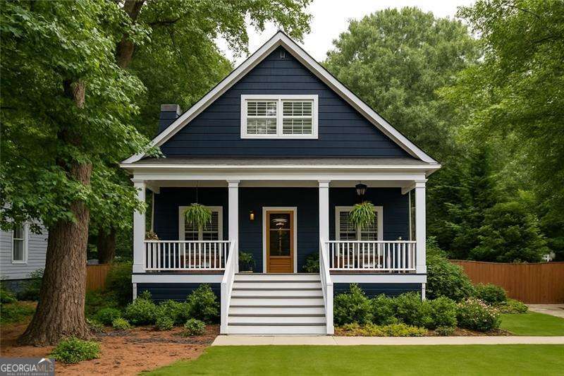 On one of Parkview's most vibrant tree lined streets, this classic Craftsman invites you in with timeless charm, curated updates, and the kind of curb appeal that makes you stop and smile. Manicured landscaping leads the way to a wide front porch, perfect for slow mornings with coffee or unwinding at the end of the day. Inside, the layout feels both open and intentional, seamlessly connected for gatherings while still offering tucked away spaces to recharge. Hardwood floors, coffered ceilings, and custom built-ins add warmth and character, while thoughtful updates keep everything modern and easy. The oversized living room with custom shelving and a cozy fireplace flows into the dining area and sunlit kitchen. Refinished cabinetry, stainless appliances, and a smart design make it a joy to cook and entertain. Just off the living room, a versatile flex space transforms to fit your lifestyle, whether as an inspiring home office, a welcoming guest room, or a creative play space filled with imagination. Tucked off the main level, the elevated primary suite feels like a serene getaway with a fully updated bath featuring designer tile, a walk-in rain shower, and spa-like finishes. Guests can enjoy another main level bedroom with a refreshed hall bath that adds comfort and flexibility. Upstairs, an expansive renovation created a haven for your family to grow. With a large bonus room complete with built in shelving, you will find space for a recreation room, home theater, or studio. An oversized bedroom and full bathroom offer plenty of room for kids and guests to spread out. Through French doors, the backyard becomes an extension of your living space. A large deck is ready for weekend cookouts, the fenced yard is ideal for pets and play, and the landscaping sets the stage for cozy nights around a fire pit. The detached two car garage takes it up a notch with an expansive lofted storage area above, perfect for keeping life organized or dreaming bigger. Picture it as a future home gym, art studio, or hangout loft that grows with you. A remote controlled gate ties in ease and security for everyday living. Enjoy easy access to I 20, and with Kirkwood neighborhood favorites just blocks away, this home balances neighborhood charm with true intown convenience.