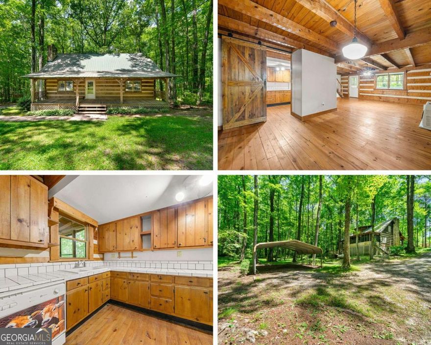 Welcome to 1975 Mack Road! This three bedroom, two bathroom cabin is ready for its new owners! Arriving at the home we find our spacious lot that is just under an acre. Much of the lot as been cleared and offers space for storage, entertaining and whatever else you can think of! The back yard is very spacious and feels private and secluded from any neighbors. As we walk up the home we see our large front porch. This porch could easily fit a porch swing, rocking chairs and picnic table. As we walk through the front door, prepare to be wowed by our beamed ceilings and hardwood floors. This home truly exudes the log cabin feel you have been looking for. Just imagine cozying up next to your stone fireplace on a cold winter day! Our kitchen is right next to the living room with gorgeous stained wooden cabinets and tile countertops. All appliances are included in the sale! On the main level we also have two bedrooms, a full bathroom and our washer/dryer hook ups. Make your way upstairs to find our bonus area/loft. This area could be used for lounging or would make a great home office. The second level has our third and fourth bedrooms with gorgeous vaulted ceilings and another full bath. New owners could easily install a shower curtain on chain with a shower head with this tub! Last but certainly not least we have our screened in porch! This porch is very large and offers great views of your backyard!   -SELLER WILL PROVIDE A HOME WARRANTY NOT TO EXCEED $1,000  SAM ELLIOTT IS BOTH THE LISTING AGENT AND OWNER -NO SELLER FINANCING -DOES NOT MEET FHA 91 DAY FLIP RULE UNTIL AUGUST 13TH, 2025 -NO CREATIVE FINANCING OR SELLER FINANCING