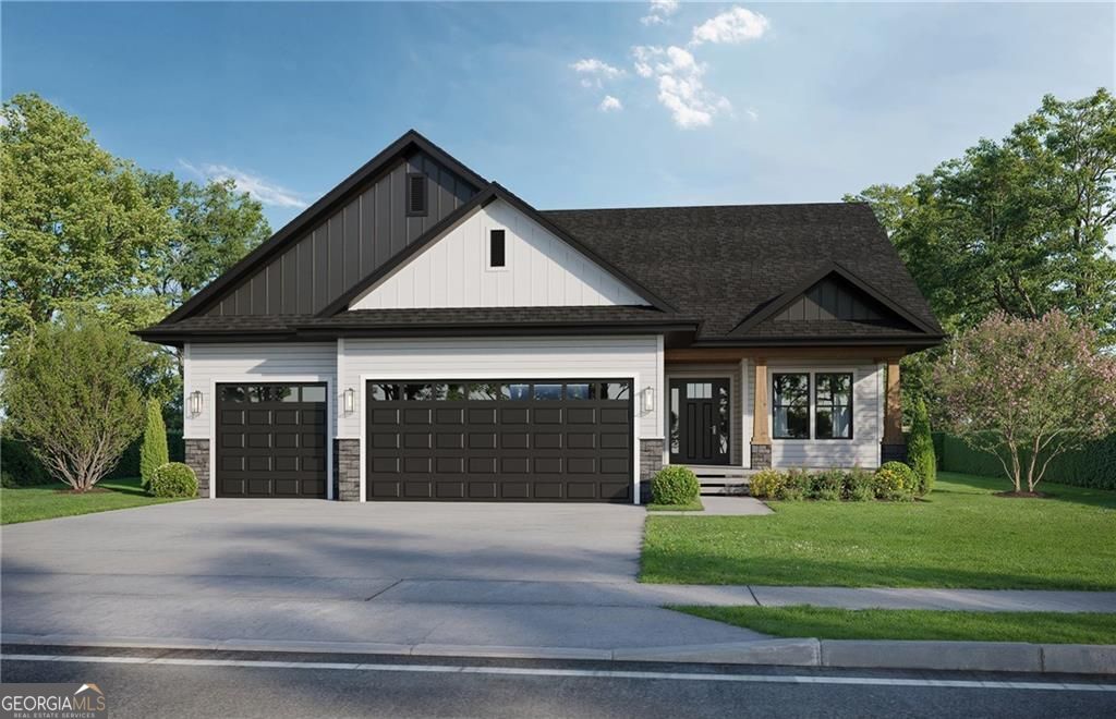 Beautiful Craftsman ranch with a three-car garage-a rare find in the sought-after Lake Arrowhead neighborhood. This to-be-built home will sit on a .58-acre lot in a quiet cul-de-sac. Exterior colors to be selected with buyer approval. Enjoy a brand-new home with top-tier amenities and an open layout that connects the kitchen, fireside family room, and dining area. Flexible living spaces include a 300-square-foot bonus room upstairs. The serene primary suite features a tiled shower, dual vanity, and large walk-in closet. Two secondary bedrooms share a full bath on the opposite side of the home for added privacy. The laundry/mud room is tucked away for an easy transition from the kitchen level. A covered rear porch invites you to relax and take in the natural surroundings. Arrowhead Homes delivers superior craftsmanship and a well-built home. The Lake Arrowhead community features a spring-fed, 540-acre lake with 20 miles of shoreline and depths reaching 80 feet, surrounded by scenic mountains. Outdoor enthusiasts can explore miles of hiking trails for all skill levels. Resort-style amenities include a championship 18-hole golf course, Clubhouse & Grill, two pools, tennis and pickleball courts, pavilions, playgrounds, a dog park, and more. Located just one hour north of Atlanta's airport, this is an ideal year-round retreat in the heart of the North Georgia Mountains.