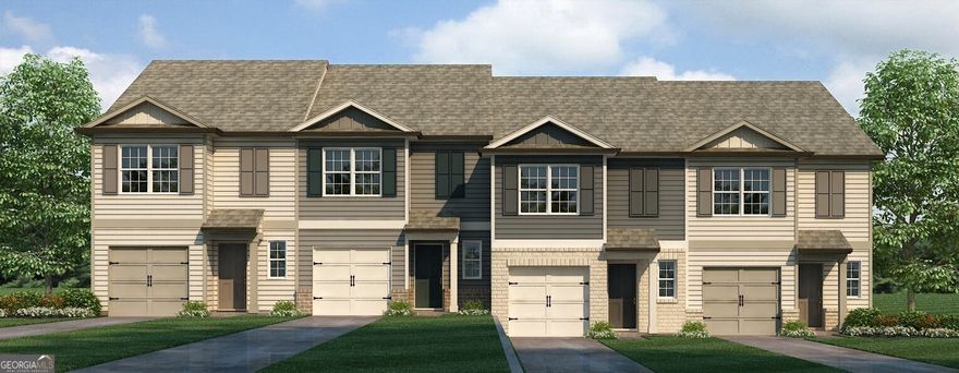 Each of the townhome built in our Woodbury Park community in Atlanta, GA are the Pearson II floorplan. This two-story plan features 3 bedrooms and 2.5 bathrooms in 1,508 square feet along with a 1-car garage.  As you step off the front porch, a long foyer welcomes you and leads you into the main living area as you pass by a half bathroom in the front hallway. The large living room is the perfect space for family and friends to gather or for a quiet night with a movie or book. Enjoy easy access to the back patio where you can relax with coffee in the mornings. The living room flows seamlessly into the contemporary designed kitchen with an attached island, white cabinets, and granite countertops. Homeowners will appreciate the durable, laminate wood flooring throughout the main level, that is perfect for any active household.   Up the stairs you'll turn from the landing into the primary suite. A spacious bedroom is complimented by the en suite bathroom featuring a granite topped, dual vanity and roomy walk-in closet. Across the landing you'll be led into one of the two additional bedrooms, both with walk-in closets. The laundry room and an additional bathroom round out the upper floor. If 5979 Skylar Drive sounds like a dream come true, call us today at Woodbury Park to come visit us in Atlanta, GA!