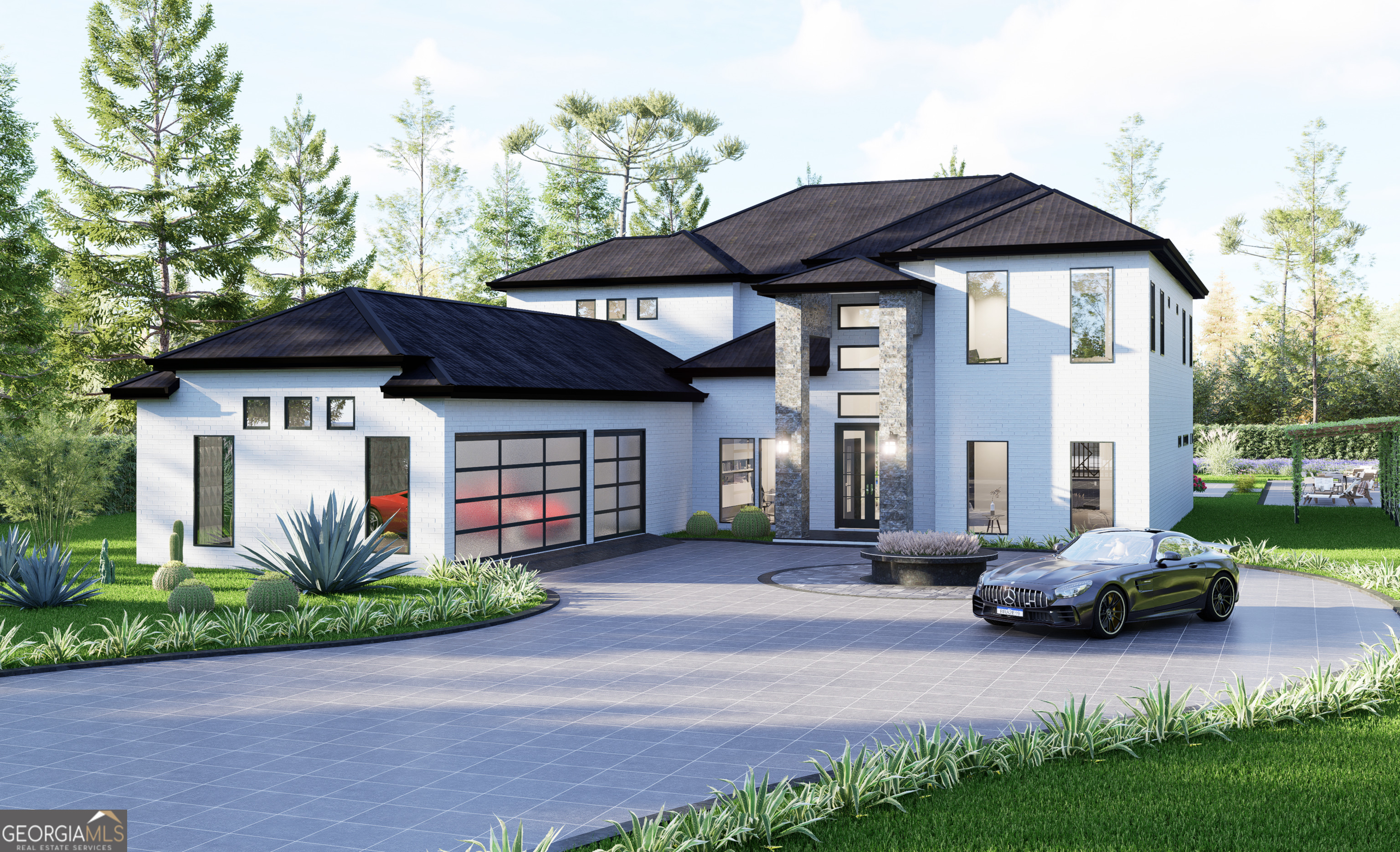 Pull in a courtyard driveway and experience luxurious private living in this stunning modern transitional home in a no HOA community. This impressive 4685 heated SF, 4 sided brick home is to be built by Atlanta's esteemed Custom Home Builder, Samkins Construction Inc. The newly modified Sueno floor plan offers 5 beds/5 1/2 baths, Recreation/Media room, featuring top-of-the-line design selections. Inside, the home boasts an open-concept layout with 20-foot-high ceilings in the entry foyer and the great room with expansive slider doors that seamlessly connect indoor and outdoor living spaces. The home also features two suites (1 on the main floor and the other one on the 2nd floor), and a versatile study or home office. The gourmet kitchen is a culinary delight, with custom cabinetry, a large Calacatta Quartz Waterfall Island, a walk-in pantry, and a separate breakfast area for elegant entertainment. The luxurious primary suite offers panoramic views, a spacious walk-in closet, and a spa-like bathroom with modern fixtures. Additionally, the home includes three more bedrooms, each with its ensuite bath, providing ample space and privacy for family and guests. There is a well-appointed laundry area with a wash sink and cabinets for added convenience. The home is built to last, featuring a 10' first-floor ceiling, all-tempered Energy efficient Aluminum windows and exterior doors, 15-foot-wide Sliders, a smart capability Stainless steel entry bifold door, aluminum glass garage doors, high-quality stainless appliances, polished porcelain floor on the main as upgrade option, tile in the bathrooms, and wide planked hardwood floor in the bedrooms, as well as frameless glass showers throughout the bathrooms, walk-in closets, and a patio, among other features. The 1.3 Acres lot provides endless option for future outdoor upgrades. ****DISCLAIMER**** The rendered images showcases some upgrades, including accent walls, a future pool, the gate, floating vanities, and more. Depending on the buyer's preference, upgrades can be completed at an additional cost. ***This house is to be built *** Seller is offering $5k toward the buyer's closing cost or upgrades. Make your move now while it's still available.