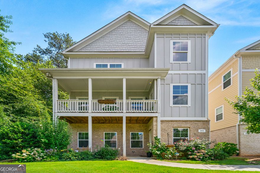 Elegant 4BR/3.5BA end-unit single family home in the desirable Marvelle community! This spacious home features an open-concept main level with a gourmet kitchen, oversized island, granite countertops, stainless steel appliances, and views to the living and dining rooms-perfect for entertaining. Upstairs offers a loft area, laundry room, and three generously sized bedrooms, including a luxurious primary suite with a double vanity, tiled shower, and walk-in closet.    The fully finished basement includes a private bedroom, full bath, office nook, and large living space-ideal for guests, in-laws, or a home office. Additional highlights include a 2-car garage, hardwood floors, and a private end-unit lot with peaceful treetop views.    Enjoy low-maintenance living just minutes from Marietta Square, I-75, and Truist Park.    Seller is eager-bring your best offer and close quickly!