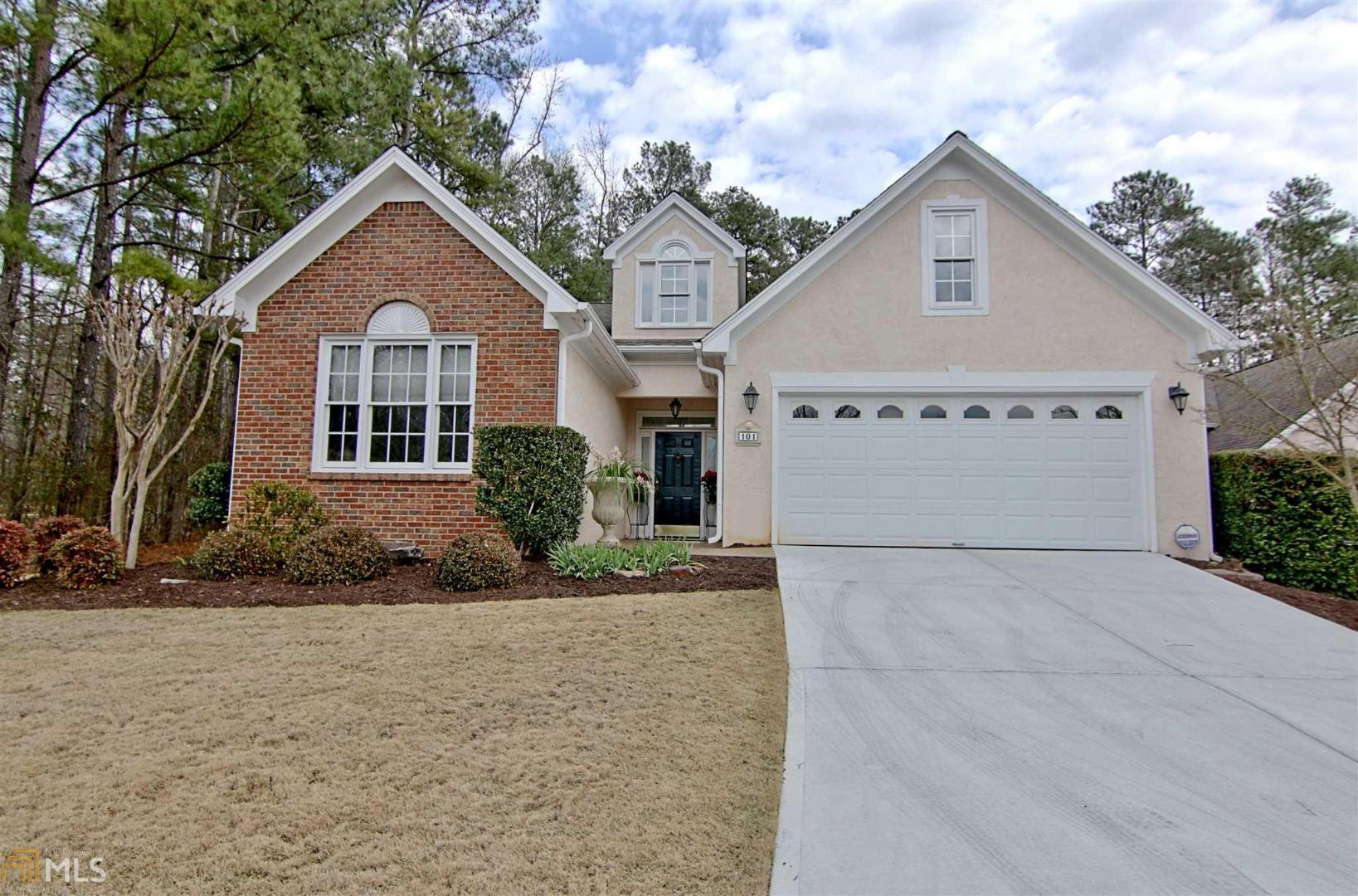 Beautiful and Charming GEM! This Home is Meticulously Maintained Inside and Out! Open floor plan features a spacious family room w/gas fireplace, 2 skylights, formal dining, study/office, fully equipped kitchen with raised Corian countertops, gas range, breakfast bar and lovely keeping room/breakfast nook! Master Suite has built-in custom closets, garden tub, double vanity, skylight and separate shower. Many UPDATES - HVAC, Roof, painted exterior house, new driveway, pavers, insulated garage doors, laundry room sink, fully floored attic & storage! Sit back & ENJOY easy living on this private manicured greenbelt lot with yr round maintenance-free yard & lawn care provided by your HOA! Sought After LOCATION on the North Side with easy access to I85, WALK to RESTAURANTS AND SHOPPING!