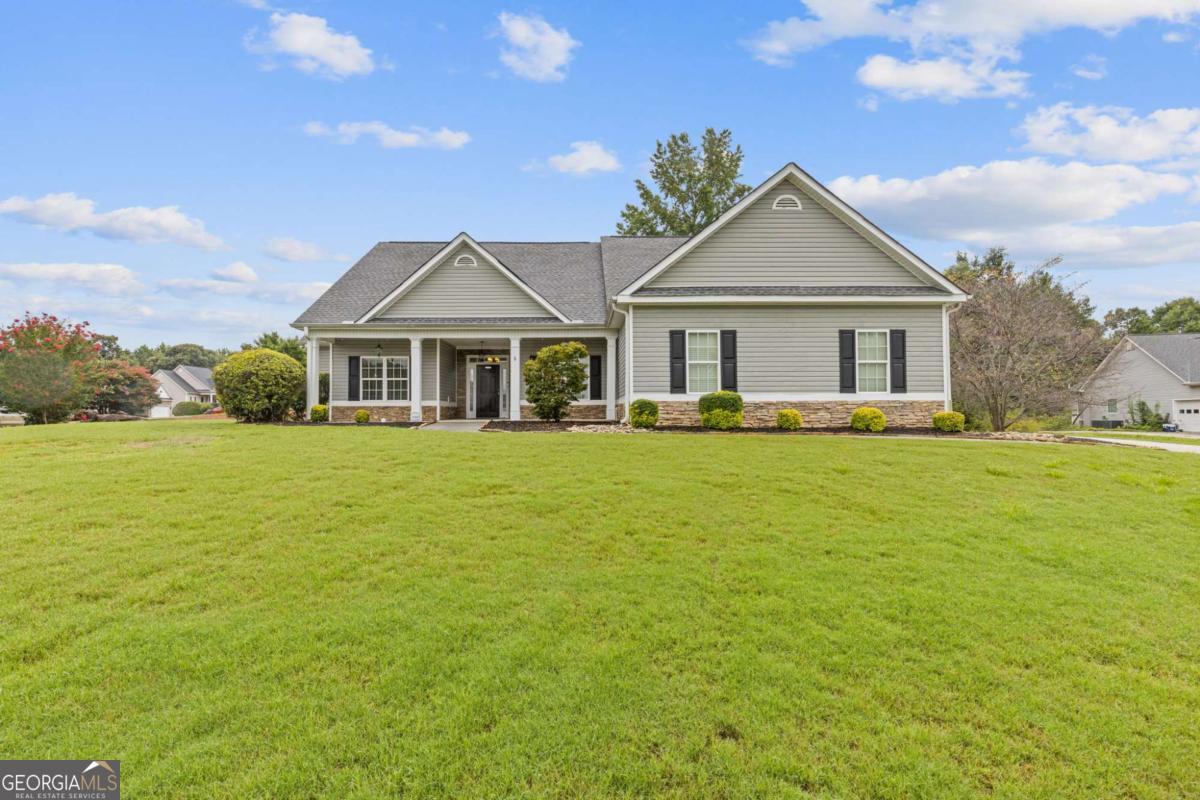 Welcome to this spacious ranch with a versatile double bonus area nestled on an upper level. This gorgeous home is perfectly situated on a beautiful 0.719-acre corner lot that is tucked away in a quiet cul-de-sac and is located in a sought-after school district, near shopping and amenities. This home features a desirable split floor plan with a generously sized primary suite, complete with a large en-suite bath, double vanities, a separate shower, and a relaxing soaking tub. Two secondary bedrooms and a full bath offer comfort for family or guests. Enjoy an open-concept layout that includes a flex/office space, formal dining room, and an eat-in kitchen that flows seamlessly into the inviting family room. Upstairs, you'll find a spacious double bonus area-ideal for a playroom, media room, home gym, or additional guest space. You will be wowed by the oversized, private backyard with a covered porch that is perfect for relaxing or entertaining.