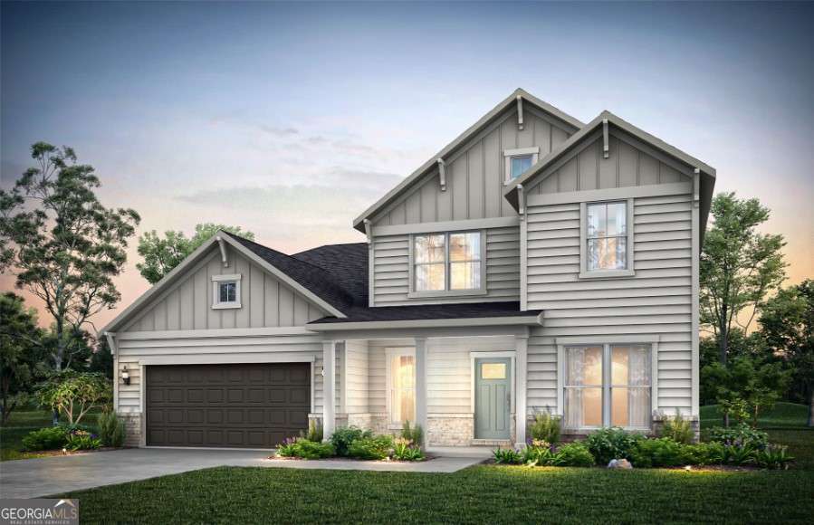 Highly sought-after Willard floorplan - 2,800 sq. ft. on a private, expansive lot (#57)! This home features a charming front covered porch, main-level guest suite with full bath, and a corner gas fireplace in the open-concept living area. The kitchen impresses with Blanco Maple white quartz countertops and plenty of space for cooking and gathering. With a flowing layout, modern finishes, and abundant natural light, it's perfect for comfortable, stylish living. About Hamilton Place: Set on 36 acres with half dedicated to green space, this boutique community offers direct access to Hamilton Crossing Park, walking distance to top-rated schools, and easy I-75 access. Only 15 minutes from downtown Cartersville and Main Street shopping, Hamilton Place combines convenience, community, and quality construction. Available this April!