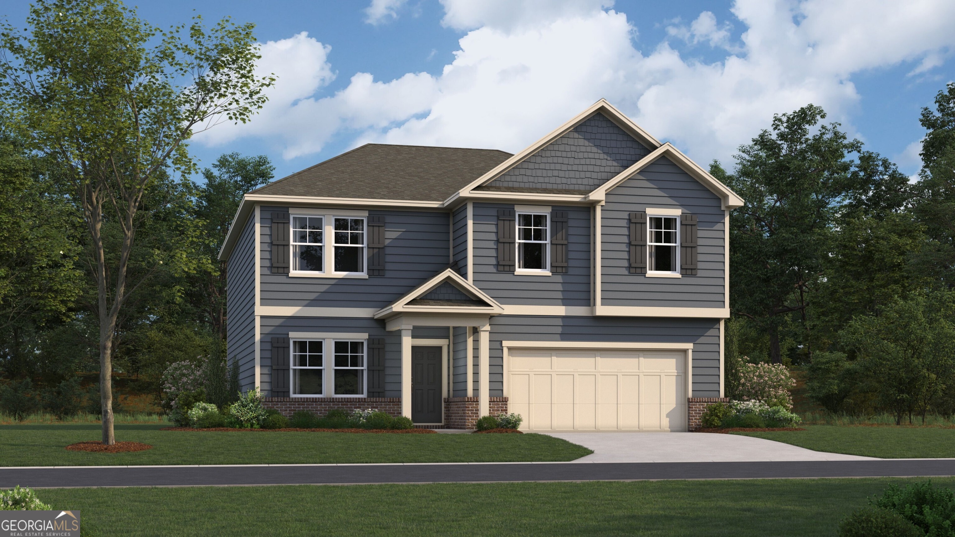 Welcome to Buice Lake! The first level of this two-story home is host to a generous open floorplan shared between the living and dining spaces, with sliding glass doors that lead to a patio. A bedroom and flex space offer additional space for overnight guests and a home office. Five more bedrooms and a versatile loft occupy the second floor. Prices, dimensions and features may vary and are subject to change. Photos are for illustrative purposes only.