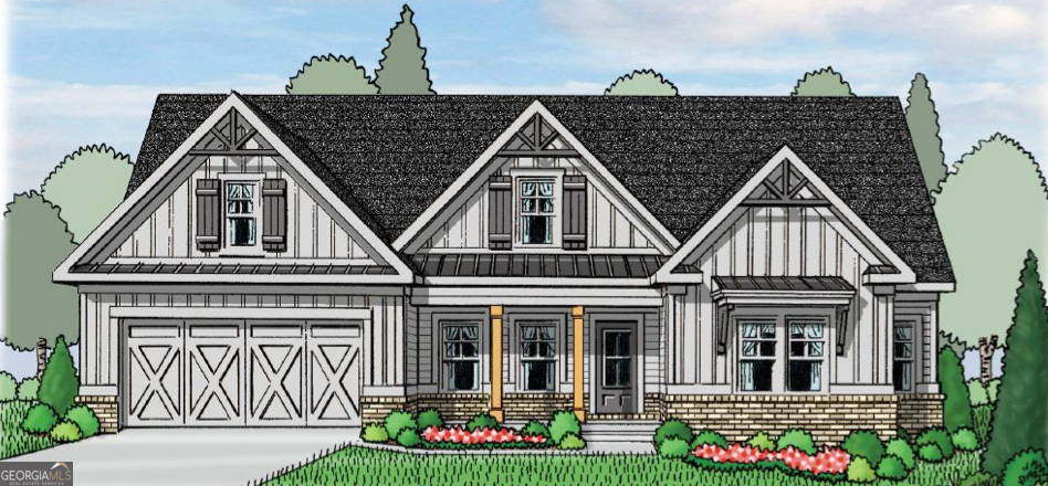 The Emerson Ranch plan. New Construction! Three-Car garage, bonus room, keeping room, covered porch in great neighborhood.. Owners suite and two bedrooms on the main level. Upstairs bonus bedroom with full bathroom. Kitchen includes oversized island, pot filler, champaign bronze hardware and plumbing, double oven, gas cooktop, quartz counters. Family room boasts a fireplace bricked to the ceiling with gas starter. Large owners suite with treyed ceiling. Owners bath includes soaking tub and separate shower. 10k preferred lender incentive.