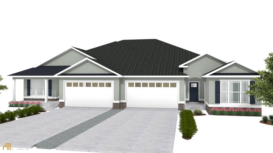 New Construction in our new marsh front community, Ryan's Cove. Stucco and stone exterior. Custom cabinets with 3cm quartz in kitchen, LED recessed lighting, under cabinet lighting, stainless appliances and tiled back splash in kitchen. Large walk in pantry with wood shelves in kitchen. Large Laundry room with wood shelving. Tile floor everywhere except bedrooms, which are carpet. Master bath has a 6' walk in tile shower, six foot garden tub, double vanities in master. Master suite has two large walk-in closets. Garage is finished with t1-11 and has ample flooring above for storage. Lawn care is included in HOA dues, as well as access to the new pool and fitness center. Image is a computer generated image.