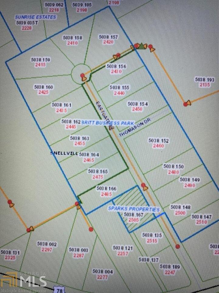 *Listings 8893460,8893464,8893469,8893449,8893456,8893459 sold together* Commercial lot just off Hwy 78 in the heart of Snellville. Property is zoned BG for general business. Located in Britt Business Park, Sewer available at the street. There are 6 adjoining lots for sale at this location. 2435-2485 Eastgate Place.