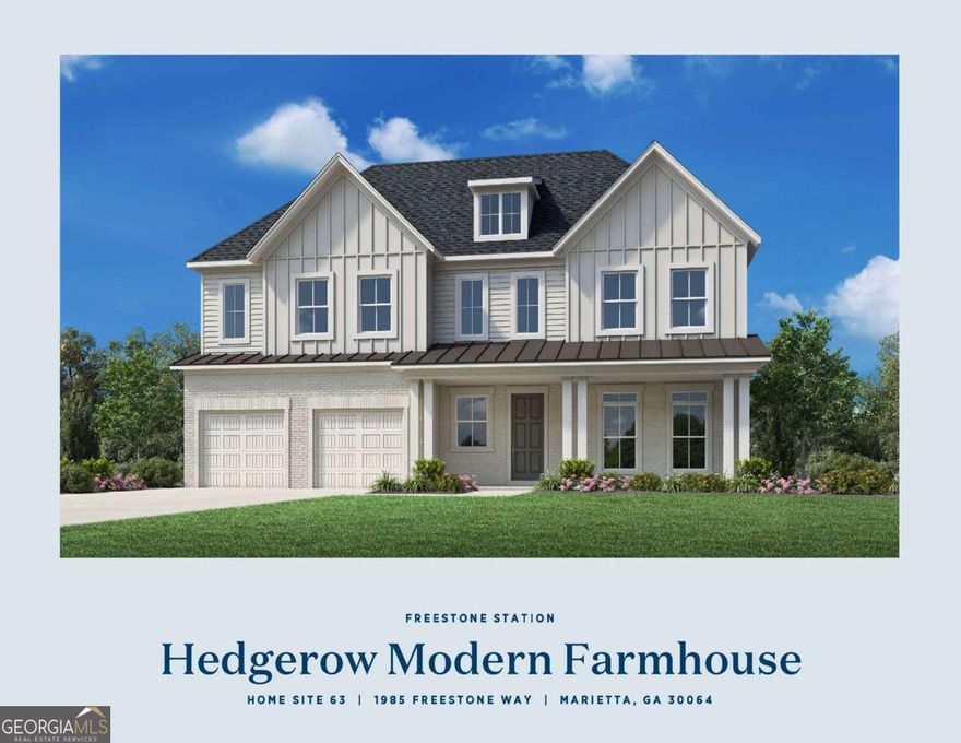 NEW TOLL BROTHERS HOME UNDER CONSTRUCTION AND READY Feb '26! Our Hedgerow floorplan, known for its dramatic two-story foyer and great room is designed perfectly for the way you live. The open-concept kitchen flows effortlessly into the great room and dining room, making this floor plan ideal for entertaining. Spacious secondary bedrooms include walk-in closets and en suite bathrooms. The backyard retreat is perfect for activities, complete with a stunning stacking door system that expands your living space. An easy walk to the resort-style amenities in this community will make your family feel they're on vacation year-round. Between our luxury pool, playground, park, fire pit lounge, and sidewalk lined streets there's something for everyone! Experience the luxury you've always wanted by scheduling a tour today. Freestone Station is a community of 100 homes with convenient access to shopping, dining, and top-rated Cobb County schools. Just minutes from Marietta Square, the Avenue of West Cobb, and the Battery, with easy access to the airport. Toll Brothers has been trusted since 1967 to offer the best in luxury home building. For 10 Years Toll Brothers has been ranked #1 Builder Worldwide on FORTUNE Magazine's "World's Most Admired Companies" list. Come experience the Toll Brothers difference! Please ask us about additional incentives when using Toll Brothers Mortgage.
