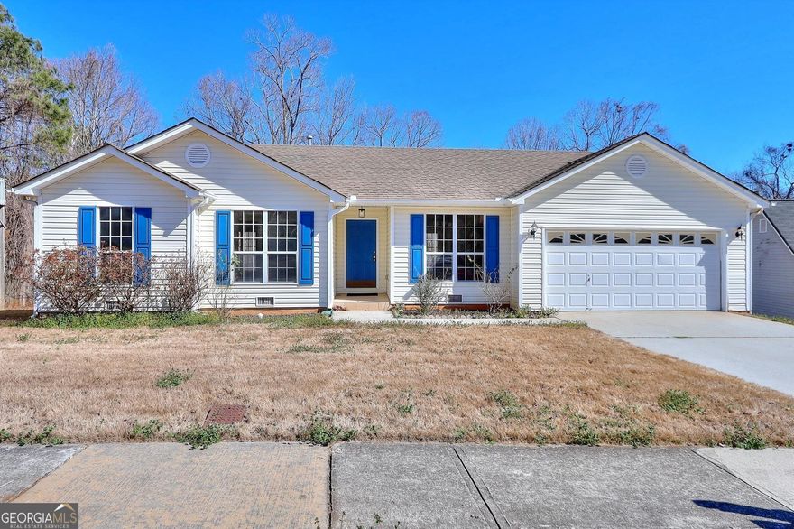 Welcome to this charming single-family home nestled in a serene neighborhood of Saddle Shoals, offering the perfect blend of comfort and style. Enter into the inviting ambiance of the spacious family room, adorned with vaulted ceilings that create an airy atmosphere, complemented by an abundance of windows that flood the space with natural light, creating a warm and inviting ambiance. The heart of the home boasts a well-appointed kitchen featuring a gas stove, perfect for culinary enthusiasts, while the beautiful flooring adds a touch of elegance to the entire living space. Retreat to the tranquil owner's suite, complete with a luxurious walk-in closet providing ample storage space for your wardrobe essentials. Enjoy outside on the deck and experience outdoor living at its finest, whether you're savoring your morning coffee or hosting summer barbecues in the privacy of your fenced backyard. Conveniently located on one level, this home offers effortless accessibility and convenience for everyday living. Don't miss the opportunity to make this your own slice of paradise. Schedule your showing today and experience the charm and comfort this home has to offer! Central Gwinnett High School District