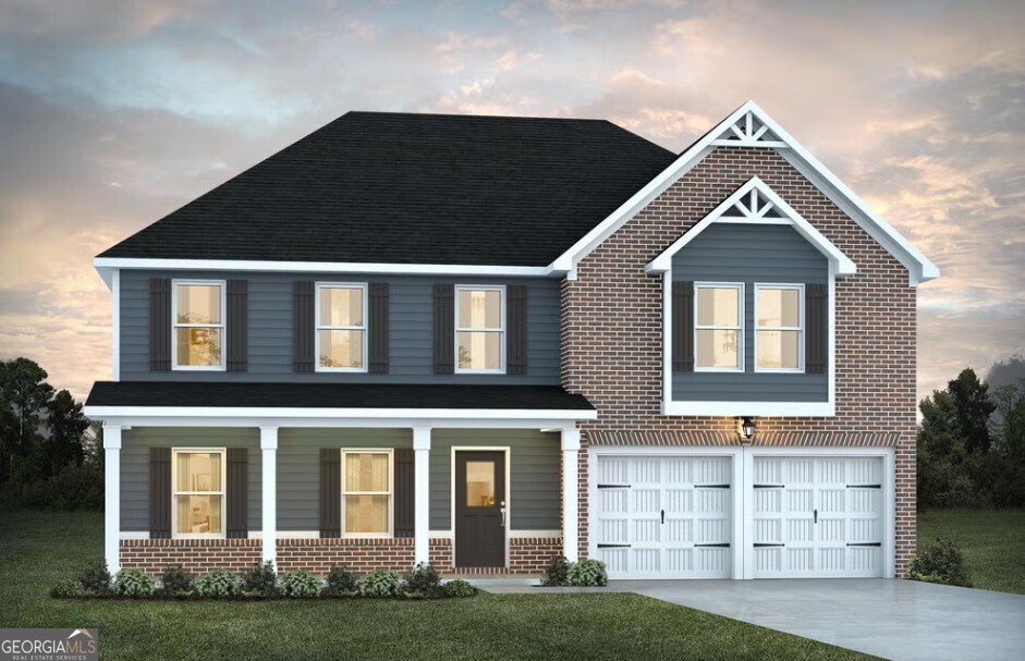Woodlands Preserve offers spacious lot sizes with farmhouse style homes. The Mira II offers not one, but TWO primary suites - one upstairs and one downstairs. You will love the modern, open concept design that freely transitions from the family room to the kitchen area with walk in pantry. The downstairs primary suite features a full bath and spacious walk in closet. Upstairs you'll find a loft area, laundry room, 2 additional bedrooms with a connecting full bathroom, and the upstairs primary suite with private bathroom. Additional standard features include a covered game day patio, gourmet kitchen, recessed fireplace, smart fans, and LED mirrors.