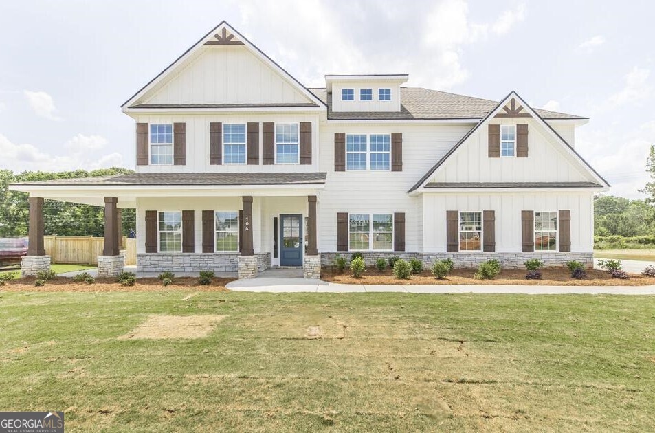 Knob Hill is a premier Hughston Homes community known for its luxury features, thoughtful design and Spacious Homesites! Welcome to our Magnolia B Floorplan. Absolute Favorite Floorplan w/3669 Sq. Ft. of Elegant Living Space. Our Exclusive Knob Hill Community is filled with Charm, and Centrally located. Already Included Luxury Options such as Farmhouse Porch, Stone Wrapped Columns, Gameday Patio w/ Outdoor Fireplace, Gourmet Kitchens, Luxury Vinyl Plank Flooring, Luxury Trim & Plumbing Package are sure to Impress. ***Elevate your lifestyle with Included Home Automation** Absolutely Stunning & Full of Captivating Details! Step Into the Well-Lit Foyer and Feel right at Home! Dining Room Boasting Tons of Detailed Finishing. Open Concept with Spacious Great Room featuring a Wood Burning Fireplace. Gourmet Kitchen with Gas Cooktop, Wall Mount Microwave/Oven, Stainless Venthood & upgraded Dishwasher. Stylish Cabinetry, Quartz Countertops, Tiled Herringbone Backsplash, Large Kitchen Island open to Breakfast Area & Walk-in Pantry for Additional Storage. 5th Bedroom on Main Level with attached Full Bath is perfect for a Guest Suite. Owner's Entry Boasts our Signature Drop Zone, ideal for a Catch-All. Upstairs you will find Expansive Owner's Suite featuring Tons of Natural Lighting. Owner's Bath w/ Tiled Shower, Garden Tub, Extra Vanity Space & Huge Walk-in Closet. The Versatile Media Room creates a 2nd Living Space. Additional Bedrooms are Spacious with Ample Closets. 2 Full Baths located Upstairs. Luxury Vinyl Plank Flooring throughout Main Living Areas, Upgraded Trim & Gourmet Kitchen give this home a High-End Feel. 3 Car side Entry Garage, Gameday Patio with Fireplace creates an Outdoor Oasis. A Must See!