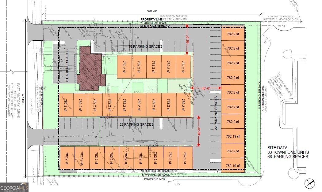 The offering is for a 33-36 unit townhome site. The existing structure has been updated and will remain in place.