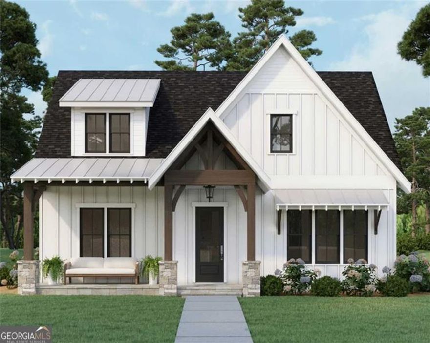 Nestled just walking or golf-cart distance from the charming downtown of Ball Ground, this freshly constructed residence offers the perfect blend of convenience, style and modern comfort. With four spacious bedrooms and three full baths, this home is thoughtfully designed for both everyday living and entertaining. Home is expected to be completed by the end of January 2026. Photos are renderings from the architect of examples of the finished home. Finishes will differ from the photos.