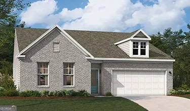 The Easton strikes the perfect balance of comfort and convenience with its thoughtfully designed main-level living and attached two-car garage. At the front of the home, two spacious bedrooms share a full bath, providing an ideal setup for family or guests. The private primary suite, located at the rear of the home, features a luxurious ensuite bath with a double-sink vanity and an oversized walk-in closet. The heart of the home is the stunning kitchen, a true showstopper equipped with a large island with seating, quartz countertops, a tile backsplash, 42in cabinets, a walk-in pantry, and stainless-steel GE Profile appliances. Whether you're whipping up casual meals or hosting elegant dinners, this kitchen is designed to meet all your needs. Adjacent to the kitchen, the well-placed mudroom offers seamless access to the garage, simplifying daily tasks like organizing and unloading groceries. The welcoming family room, complete with a cozy fireplace, provides the perfect space for relaxation or gathering with loved ones. The dining area, located just off the kitchen, opens to a rear patio, creating an inviting space for outdoor dining or enjoying morning coffee. For those who work from home, the pocket office offers a quiet and functional space to stay productive. The Easton is carefully crafted to blend modern design, comfort, and functionality, making it an exceptional choice for today's lifestyle. River Oaks is perfectly positioned to offer the best of Locust Grove living. With easy access to I-75, you're minutes from: Tanger Outlets, Historic Downtown Locust Grove, Shopping and dining destinations. The area is also surrounded by popular attractions, including Noah's Ark Animal Sanctuary, High Falls State Park, and the Atlanta Motor Speedway. Photos shown are of a similar home.
