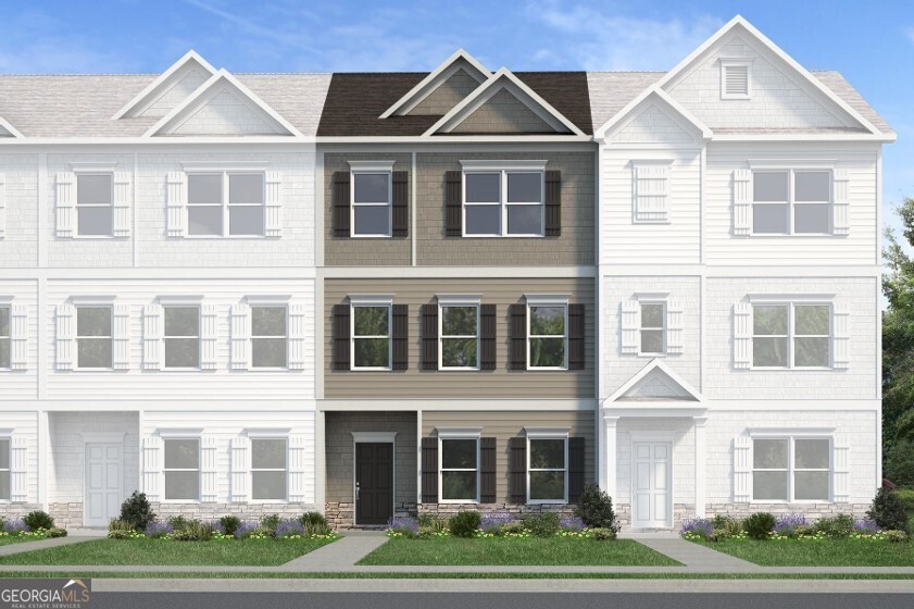 Move in Ready August 2025! The Richmond townhome, located in Smith Douglas Homes Sterling at The Villages. This plan is a two-car garage townhome with a modern design offering plenty of space. The first floor has a flex space ideal as an office, media room or playroom. The primary living space is on the second floor where the main living area boasts an open-concept seamless layout with a family room at the front of the home, dining area, an island kitchen with granite counters and upgraded cabinetry with crown molding that opens to the balcony. Vinyl Plank flooring throughout the main living area. Upstairs is the owner's suite which is situated at the rear of the home for added privacy and the owner's bath has a large shower. Two bedrooms and a shared full bath complete this level. All floors have 9ft ceiling heights. Seller incentives with the use of our preferred lender. Photos are representative of plan not of actual home.