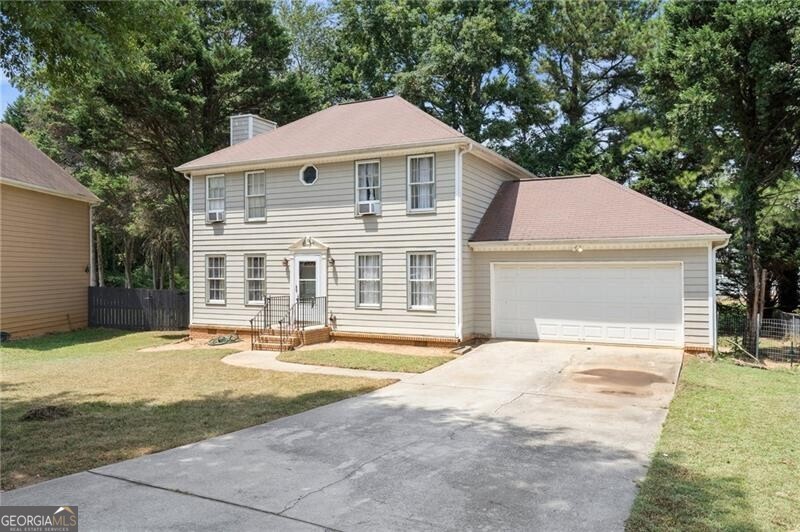 Welcome to this charming three-bedroom, two-and one-half bathroom home featuring a two-car garage. As you step inside, you'll be greeted by stunning wood floors in the great room, complete with a cozy brick fireplace. The spacious kitchen boasts granite countertops, stainless steel appliances, and a bay window in the eat-in area that fills the space with natural light. The primary suite offers a tray ceiling, and double vanity in the en-suite bathroom. The level backyard is perfect for entertaining with a wood deck. Enjoy the peacefulness of a cul-de-sac location with no HOA, while being just minutes away from schools, shopping, dining, and interstates. This home is a must-see!