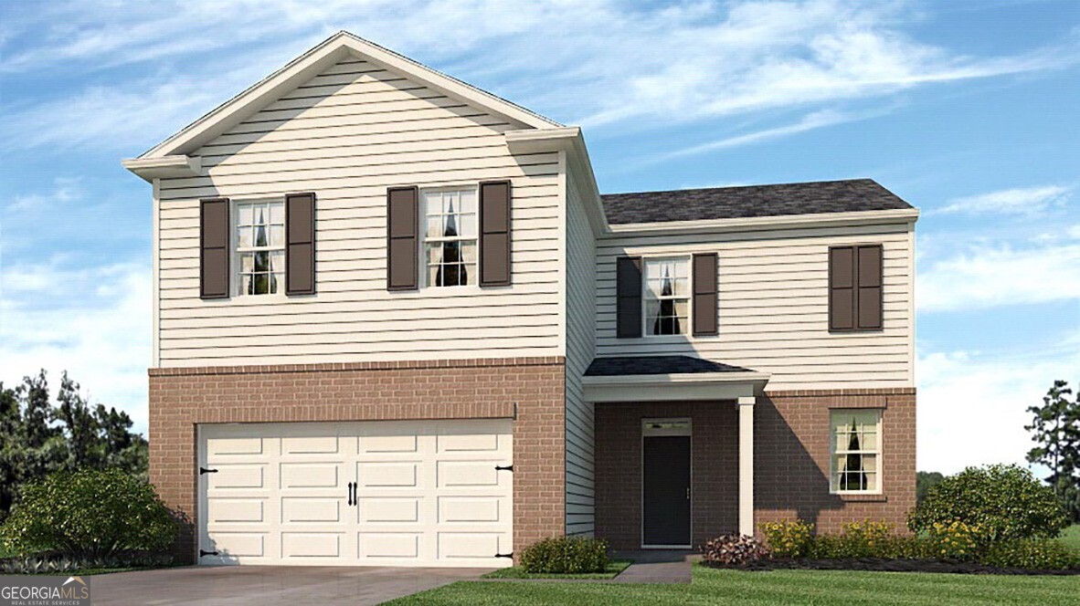 Introducing the beautiful Fairburn, GA community, Oaks at Cedar Grove that is home to the 8225 Bluewater Drive. This Flora floorplan is the perfect amount of space for any family, with 4 bedrooms and 2.5 bathrooms in 2,176 square feet on a basement. Step off the large front porch into the open foyer area, with a coat closet and powder room immediately to the right. A large great room greets you from the foyer and flows seamlessly into the kitchen. This open concept allows you to be cooking in dinner in the kitchen while still conversating with family and friends gathered in the living area. The kitchen boasts beautifully crafted cabinets, granite countertops, and all stainless-steel appliances. A quick walk up the staircase from the great room, unfolds the second floor with the laundry room immediately to the left. The primary suite is right off the laundry room, allowing easy access for laundry day. In the primary suite, homeowners can enjoy the walk-in closet, dual vanity, and separate soaking tub and walk-in shower. All 3 additional bedrooms line the other side of the second floor with a dual vanity bathroom at the end of the hallway for easy access. Come out to Oaks at Cedar Grove today see the beautiful 8225 Bluewater Drive home!