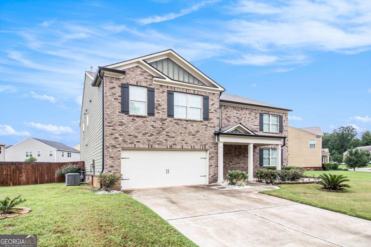 Step into this spacious 3,654 sq ft, 2-story home featuring 5 bedrooms, 3 baths, a large upstairs MEDIA room, and a flexible layout designed for modern living. The main level includes a versatile flex space-ideal for a formal dining room, second living area, or home office. The kitchen offers a granite island with seating and opens to the great room with a cozy gas fireplace and durable LVP flooring. Upstairs, the OVERSIZED MEDIA ROOM is perfect for movie nights, gaming, or a playroom. The luxurious owner's suite boasts a massive walk-in closet, dual vanities, a separate soaking tub, and a deluxe tiled shower. Generously sized secondary bedrooms each feature walk-in closets, providing plenty of storage. This home is also eligible for 100% USDA FINANCING-an incredible opportunity for qualified buyers!