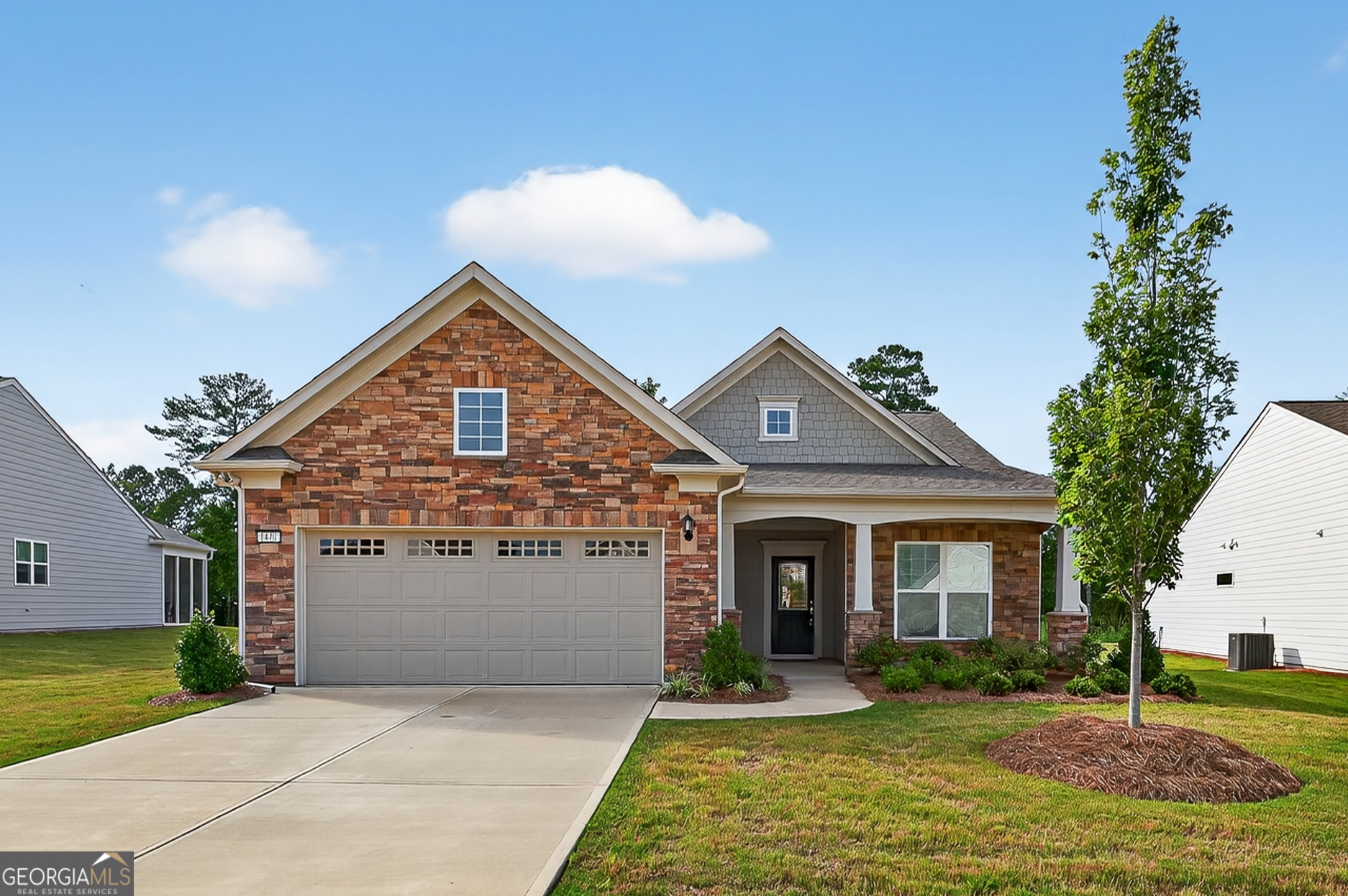 Welcome to the sought-after Del Webb at Lake Oconee, Georgia's lakefront active adult community. This immaculate home offers the perfect blend of luxury, comfort, and modern functionality-all on one level. Step inside to discover an open-concept layout with 3 spacious bedrooms, 2 full baths, and a dedicated flex room ideal for a home office or den. The chef's kitchen is a true centerpiece, boasting a large center island, beautiful cabinetry, an upgraded farmhouse sink, granite countertops, stainless steel appliances, and a butler's pantry for effortless entertaining. Retreat to the elegant owner's suite featuring a spa-inspired bath with a custom zero-entry shower and double vanities. A standout feature is the expansive sunroom, flooded with natural light and seamlessly extending your living space. It serves as a perfect space for morning coffee, evening gatherings, or simply soaking in the serenity. Outdoor living shines with a covered and screened lanai, perfect for year-round relaxation or entertaining guests. Enjoy unparalleled resort-style amenities in this gated 55+ community-including clubhouse, fitness center, tennis courts, outdoor pool and heated indoor lap pool, and boating access to beautiful Lake Oconee. Golf cart-friendly streets and active lifestyle programming complete the picture.Don't miss your opportunity to own this desirable upgraded Martin Ray floor plan in Del Webb at Lake Oconee!